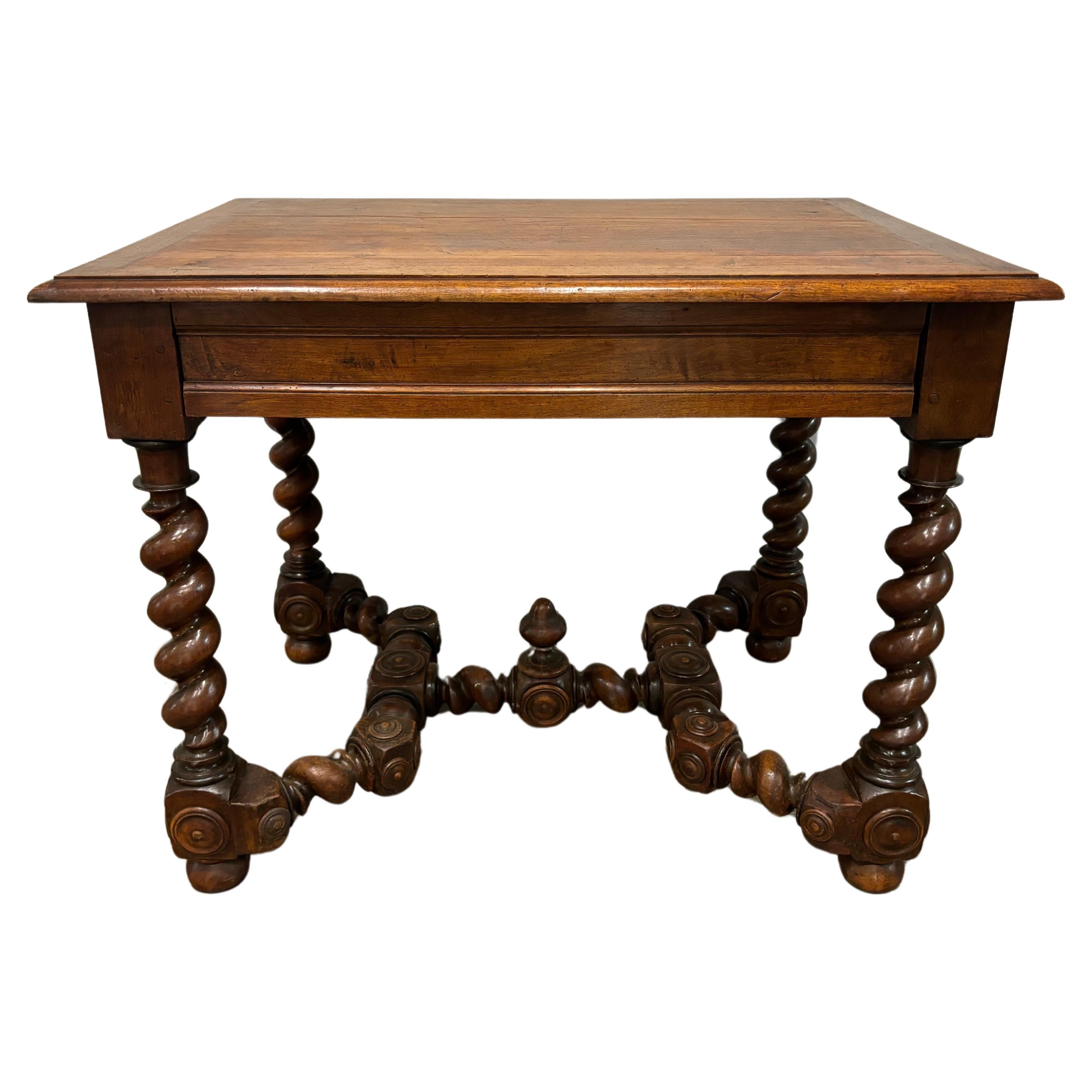 Louis XIII Style Walnut Writing Table with Hidden Drawer, Circa 1840