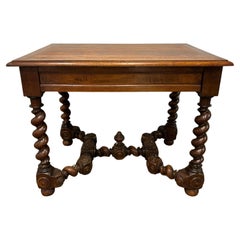 Louis XIII Style Walnut Writing Table with Hidden Drawer, Circa 1840
