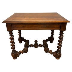 Louis XIII Style Walnut Writing Table with Hidden Drawer, Circa 1840