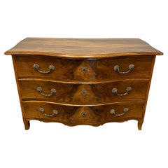 French Louis XIV Commode, Flamed Walnut & Bronze Hardware, Circa 1710