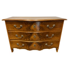 French Louis XIV Commode, Flamed Walnut & Bronze Hardware, Circa 1710