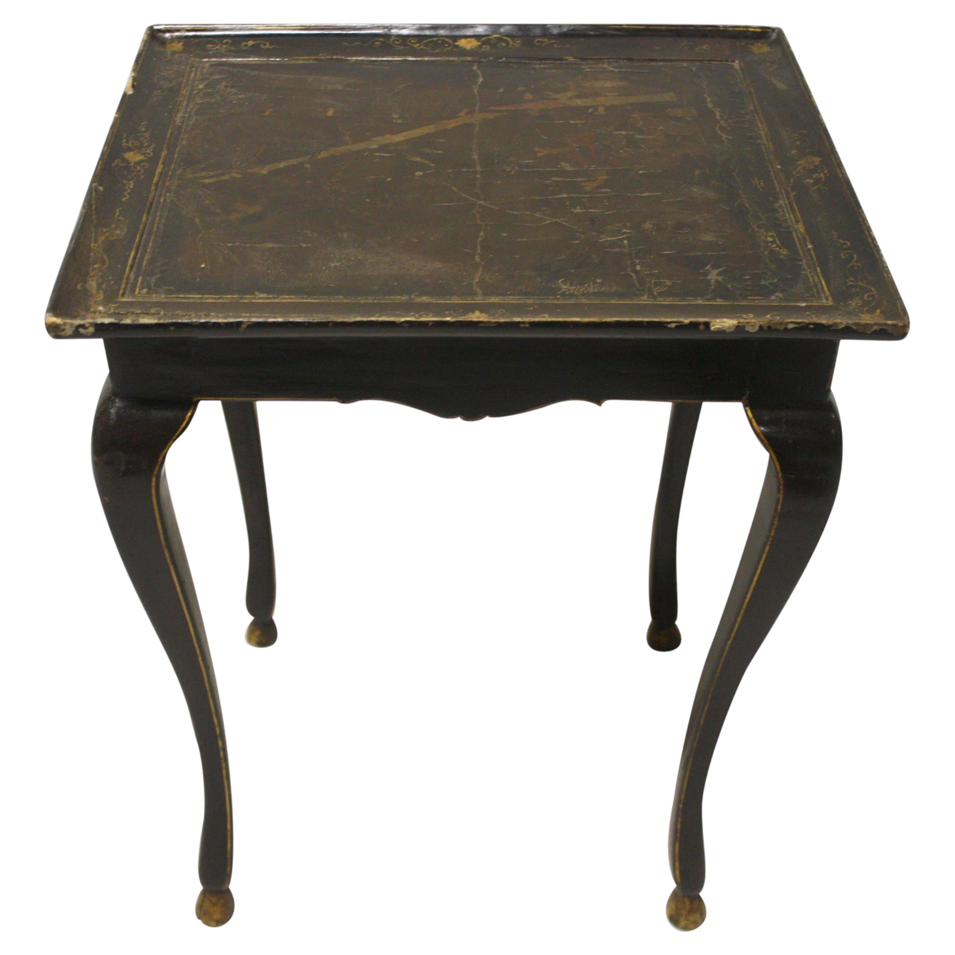 19th Century French Chinoiserie Side Table in Lacquered Wood
