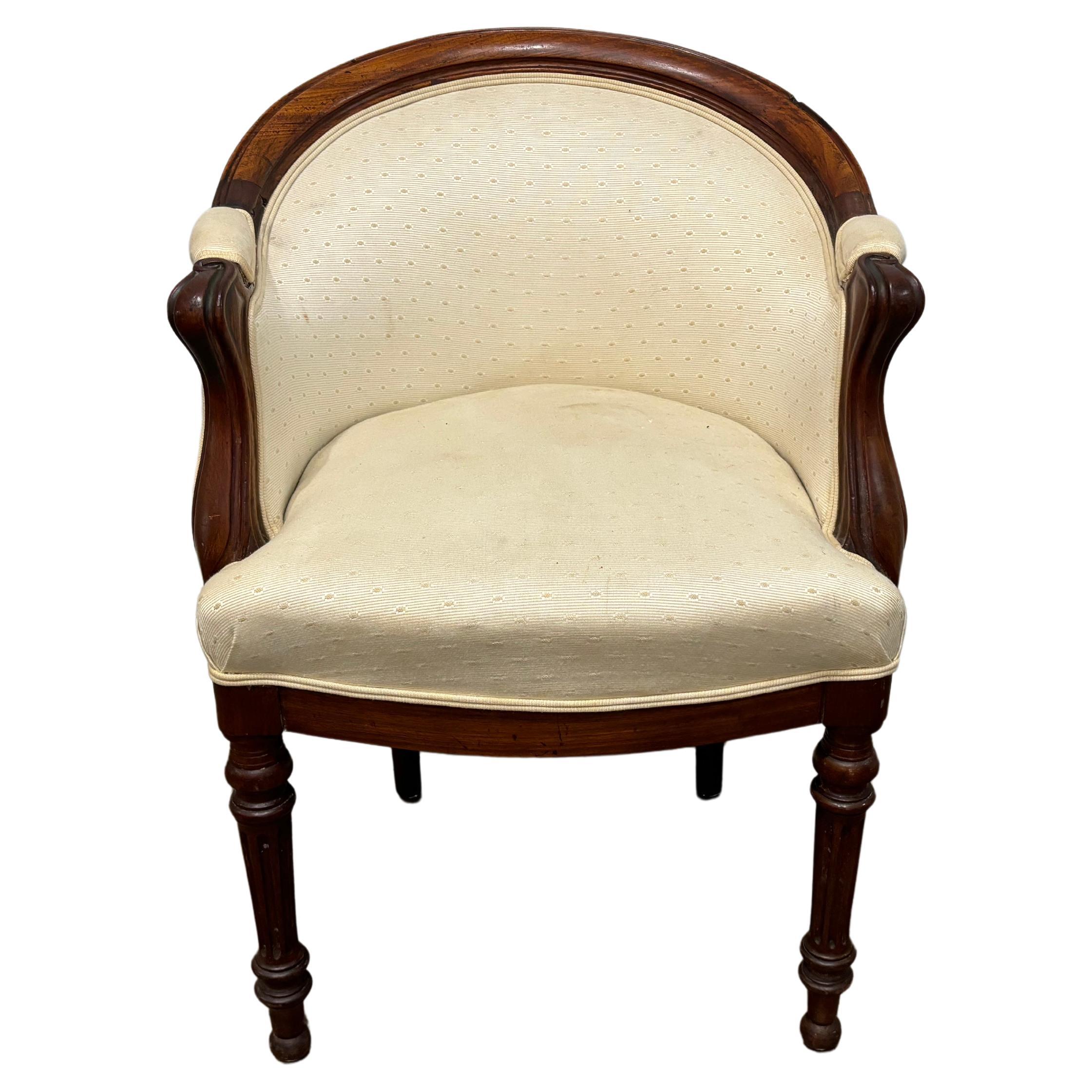 French Louis-Philippe Desk Chair, Mahogany, Circa 1840-1848
