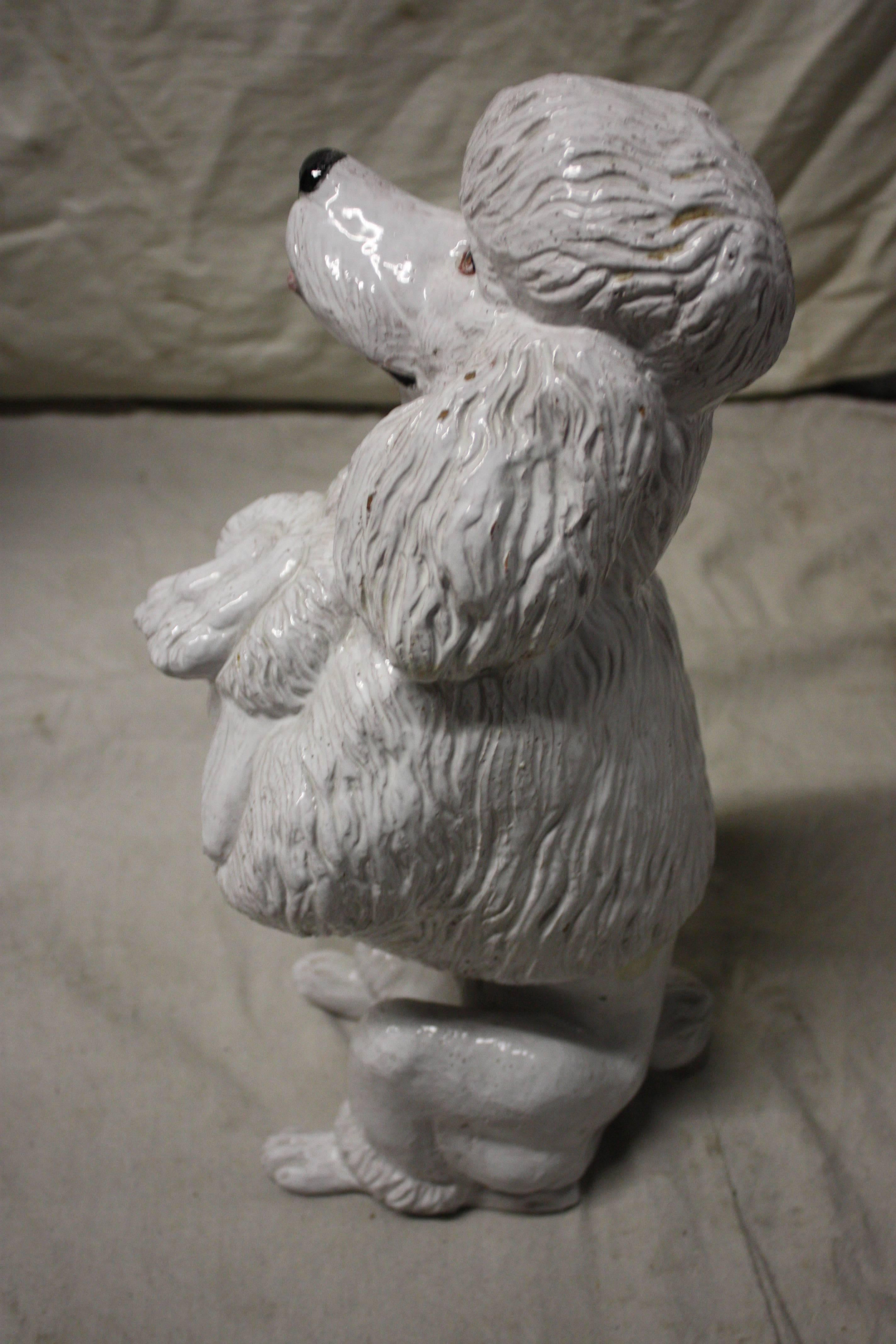 French Mid-20th Century Charming Poodle Dog Sculpture