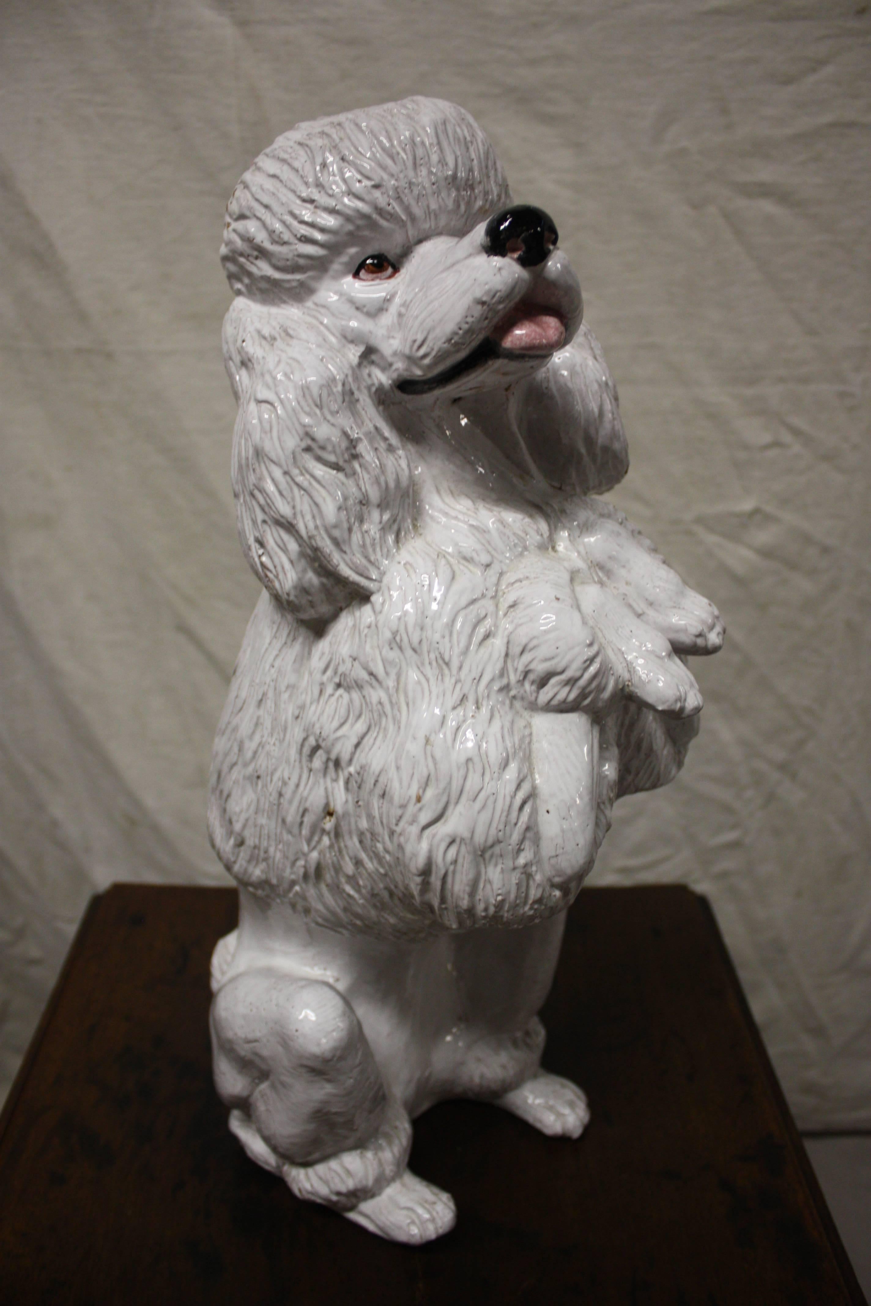 Mid-20th Century Charming Poodle Dog Sculpture In Good Condition In Stockbridge, GA