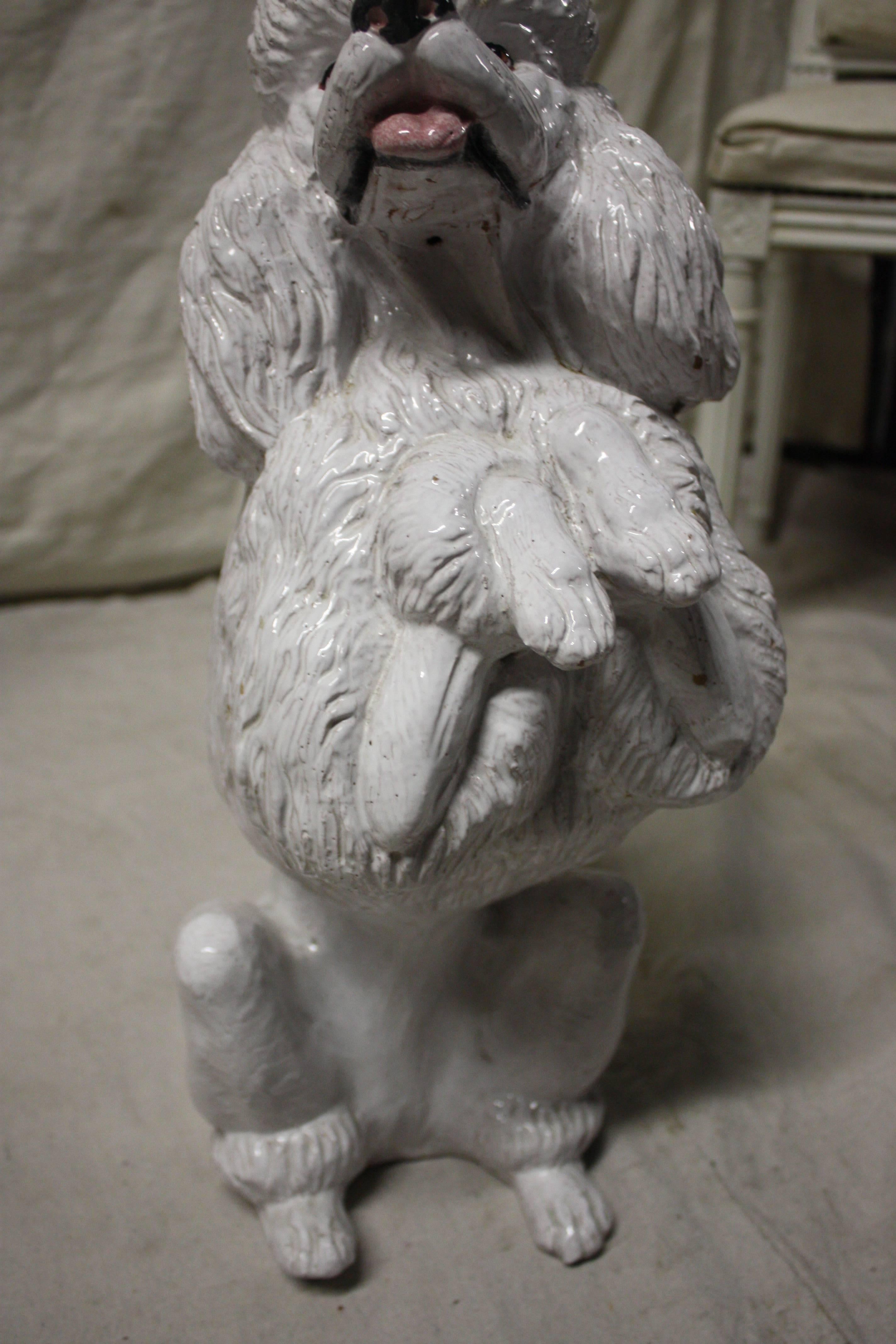 Mid-20th Century Charming Poodle Dog Sculpture 2