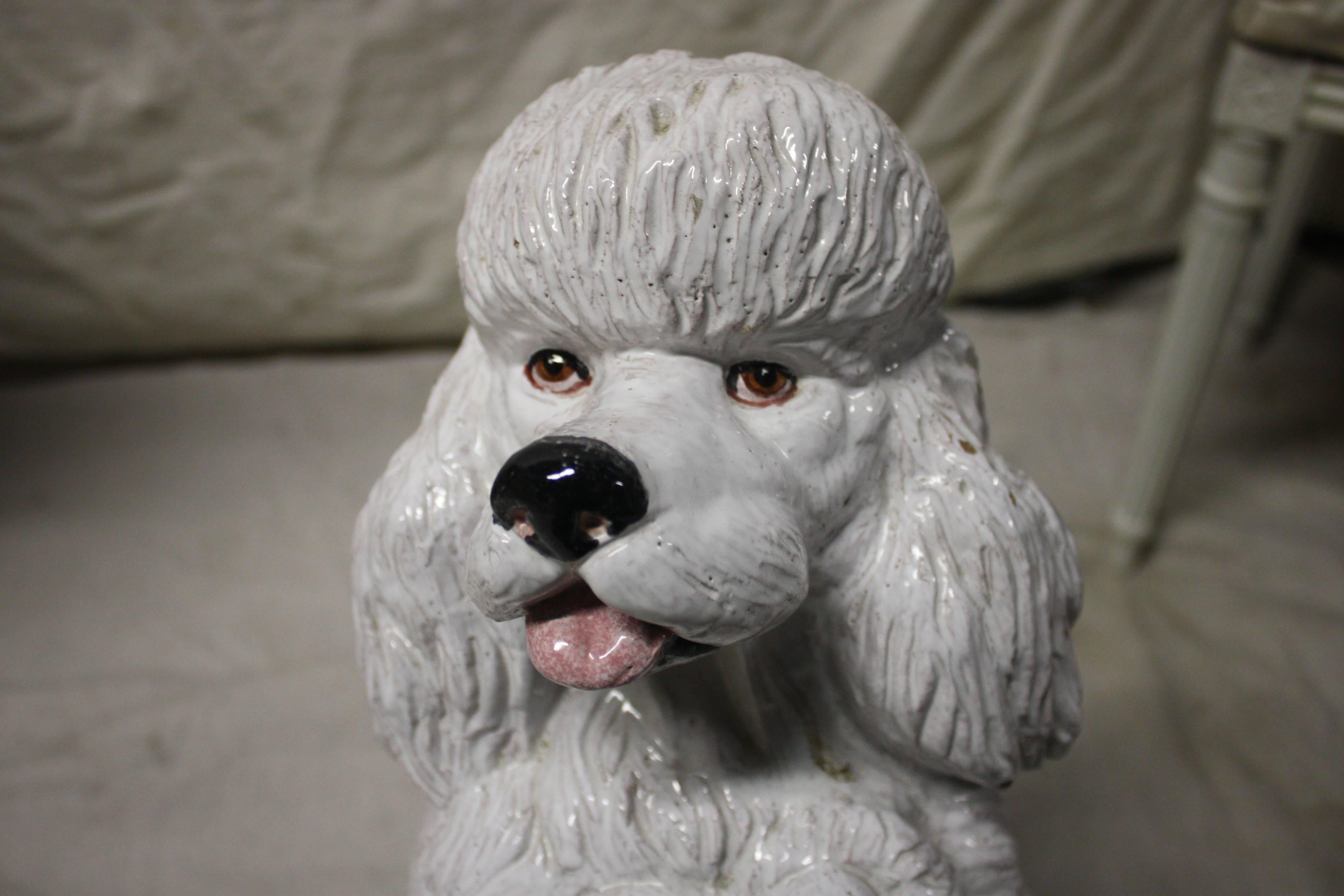 Terracotta Mid-20th Century Charming Poodle Dog Sculpture