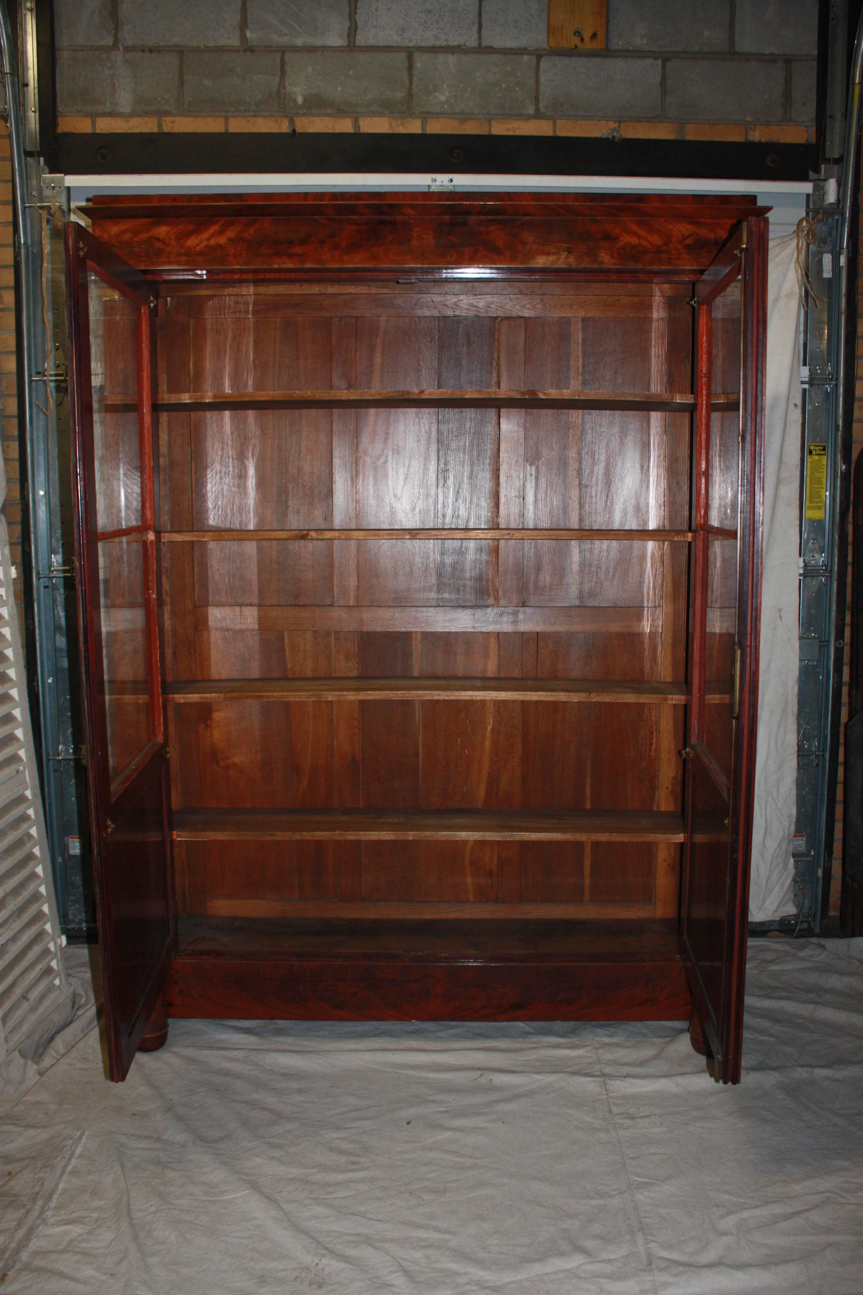 Marquetry French Empire Period Bookcase For Sale