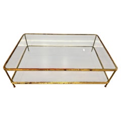 French Mid-20th Century Gilt Metal Sofa Table, Gold Leaf Finish, 1940s