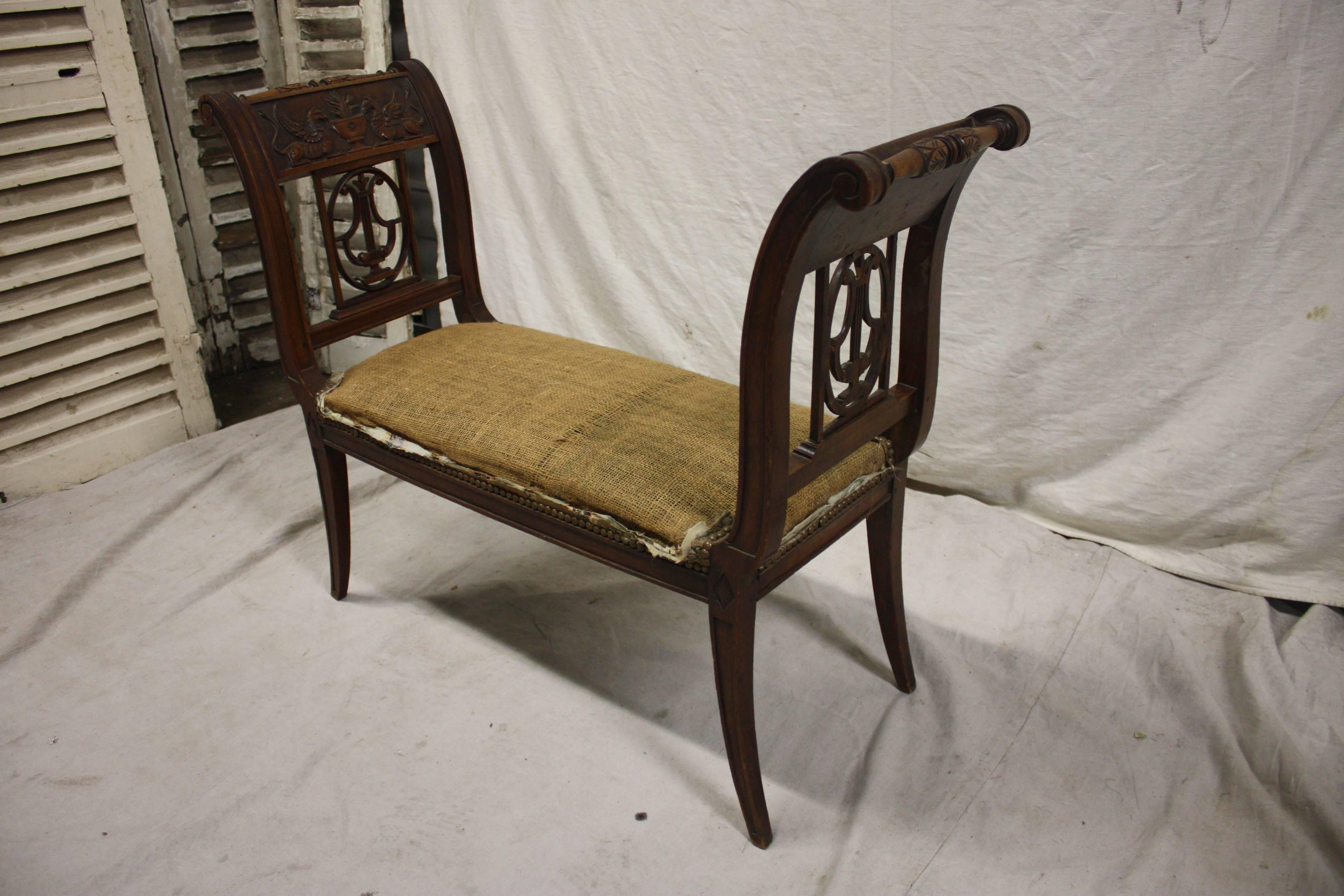 French Charming 19th Century Directoire Bench