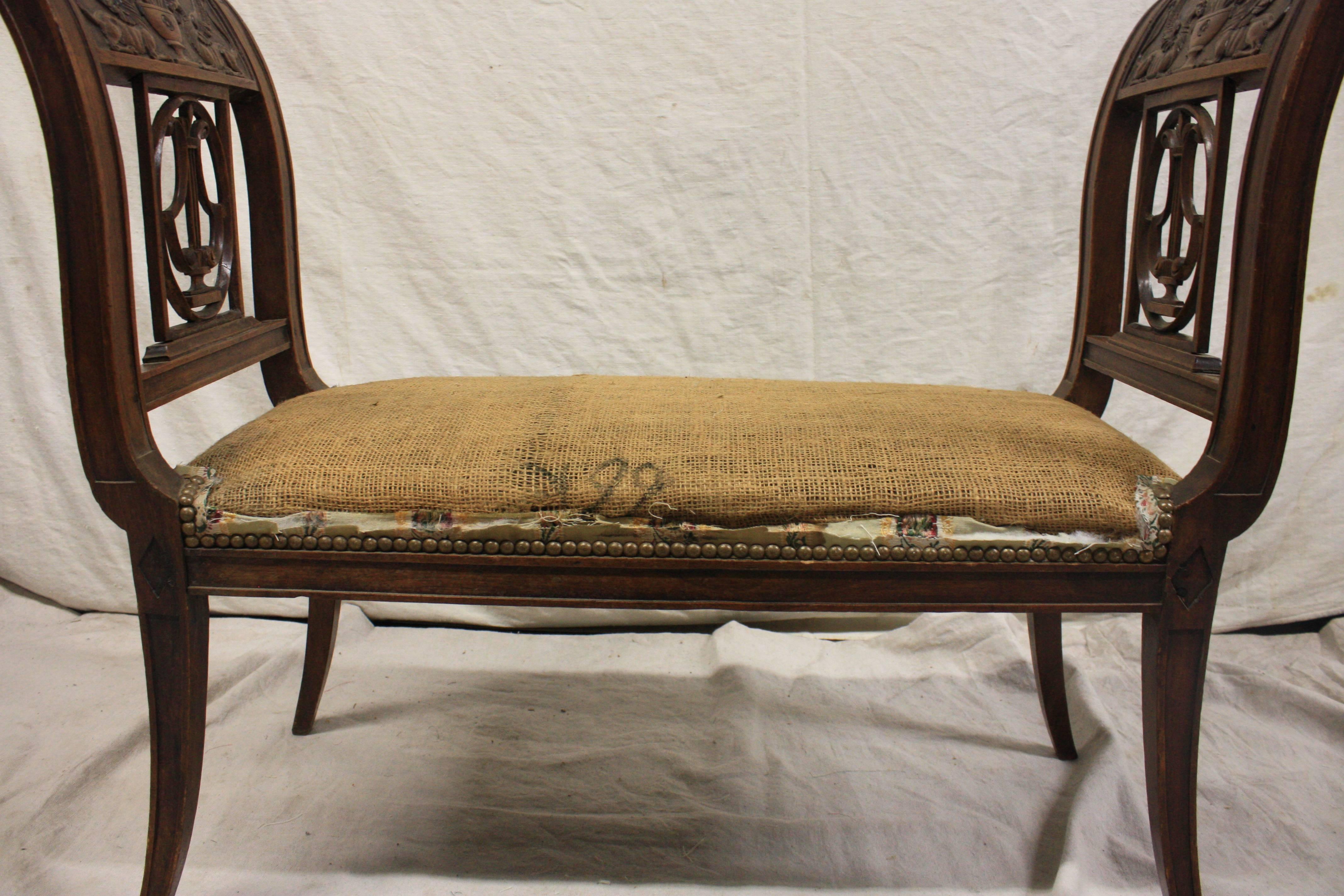 Charming 19th Century Directoire Bench 1