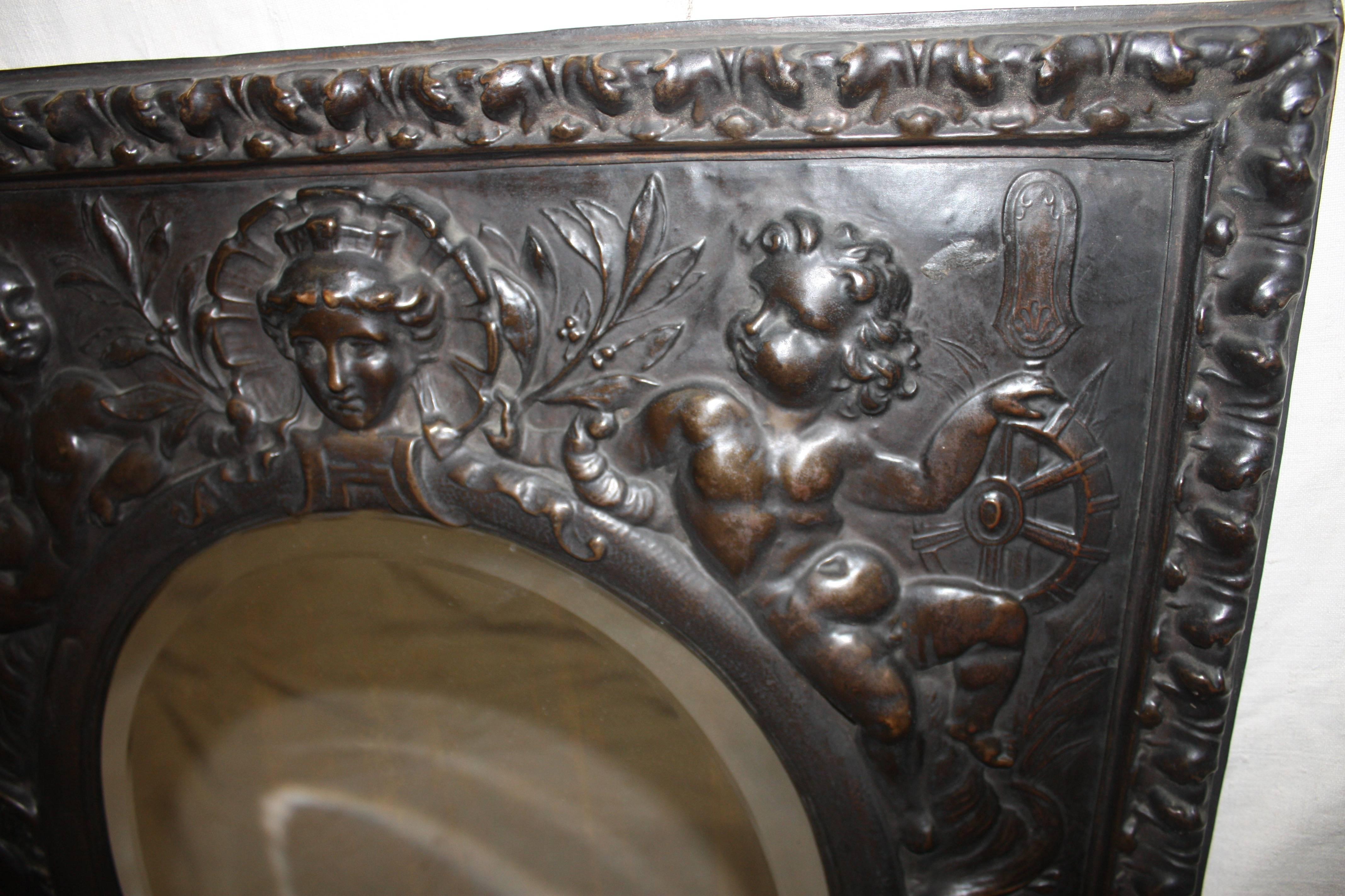 Embossed 19th Century French Mirror