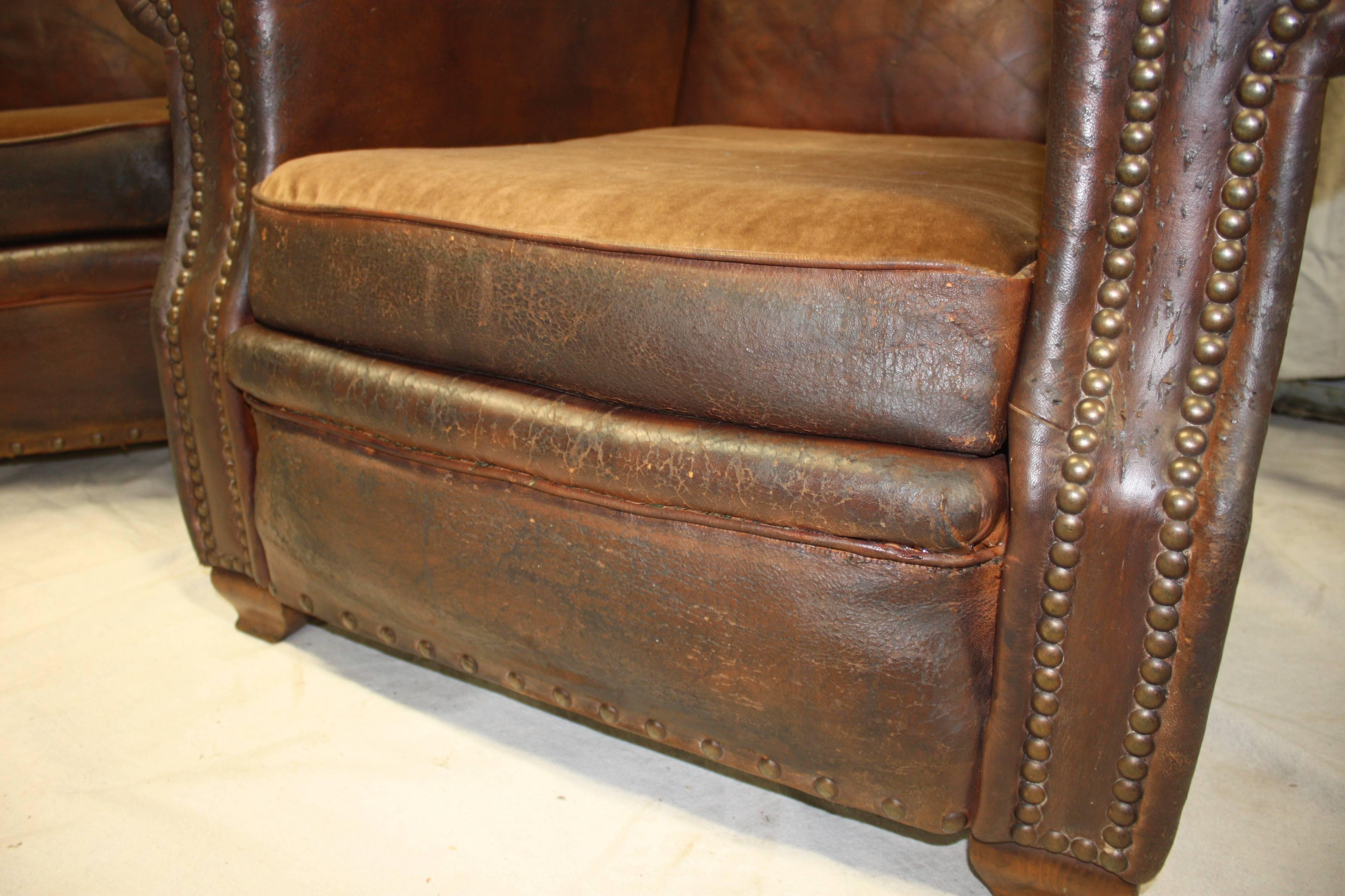 Pair of French Leather Club Chairs 4