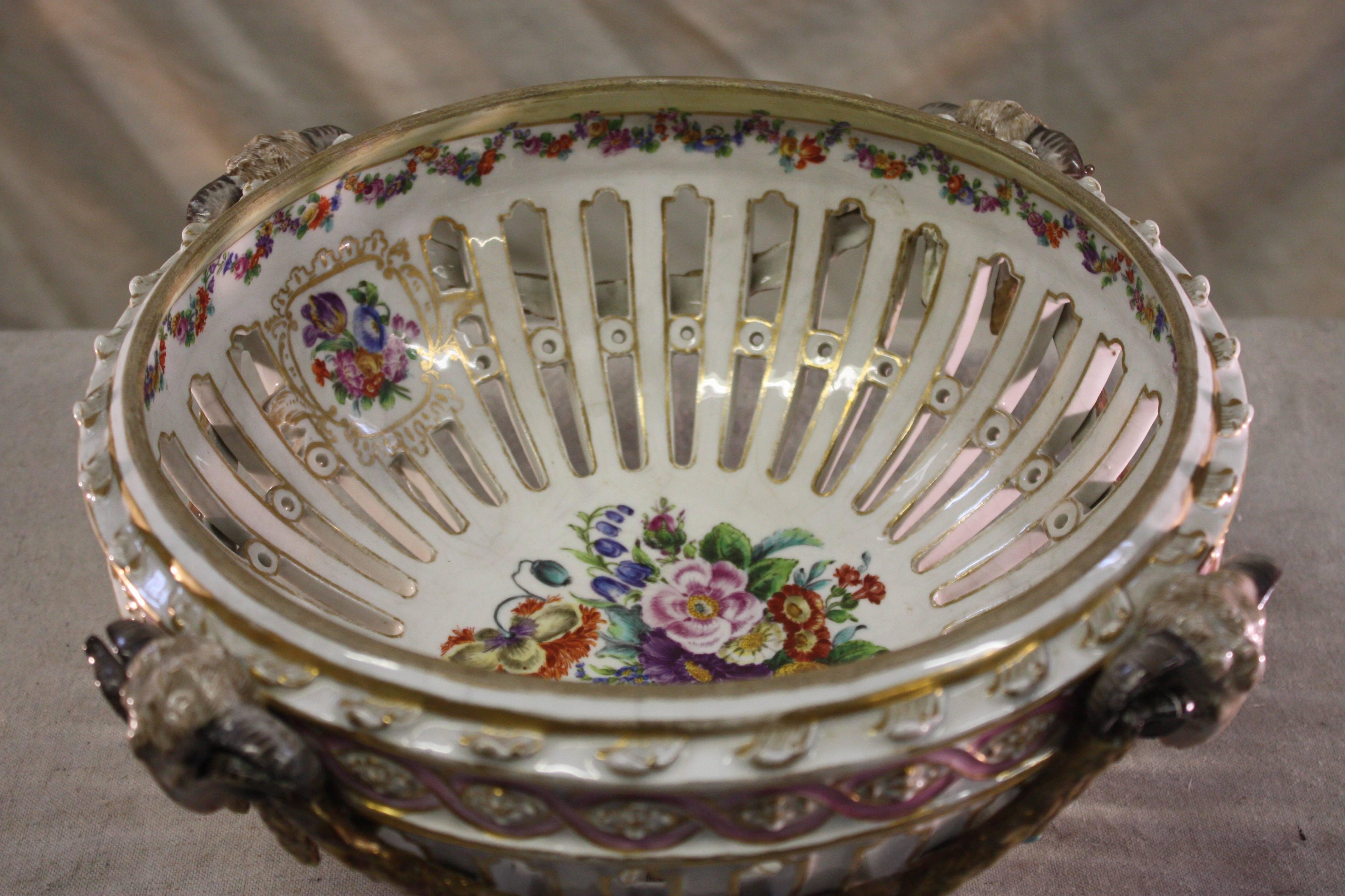Hand-Painted 19th Century French Porcelain Urn For Sale