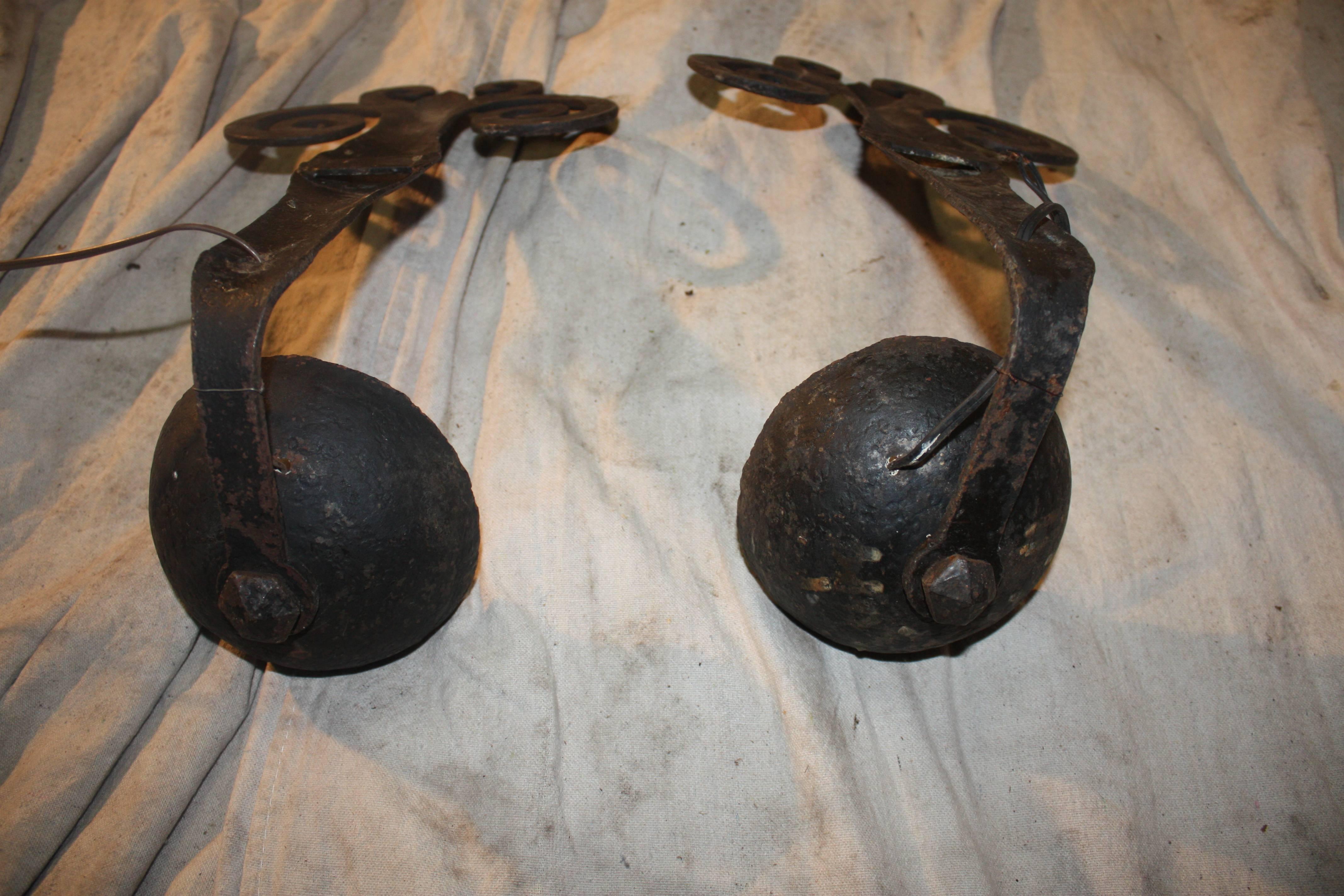 Pair of French Iron Sconces For Sale 2