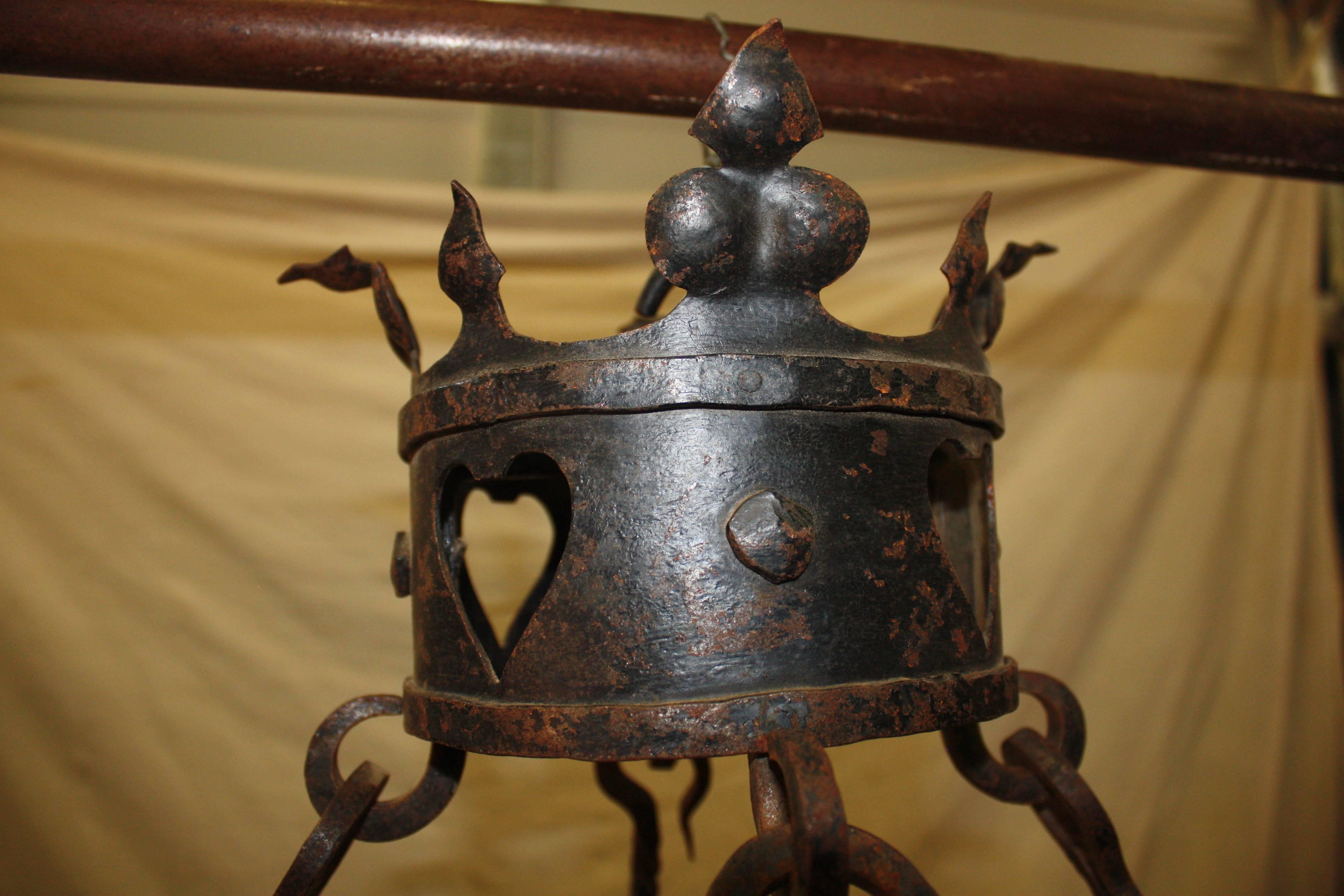 Louis XIII French 19th Century Iron Chandelier For Sale