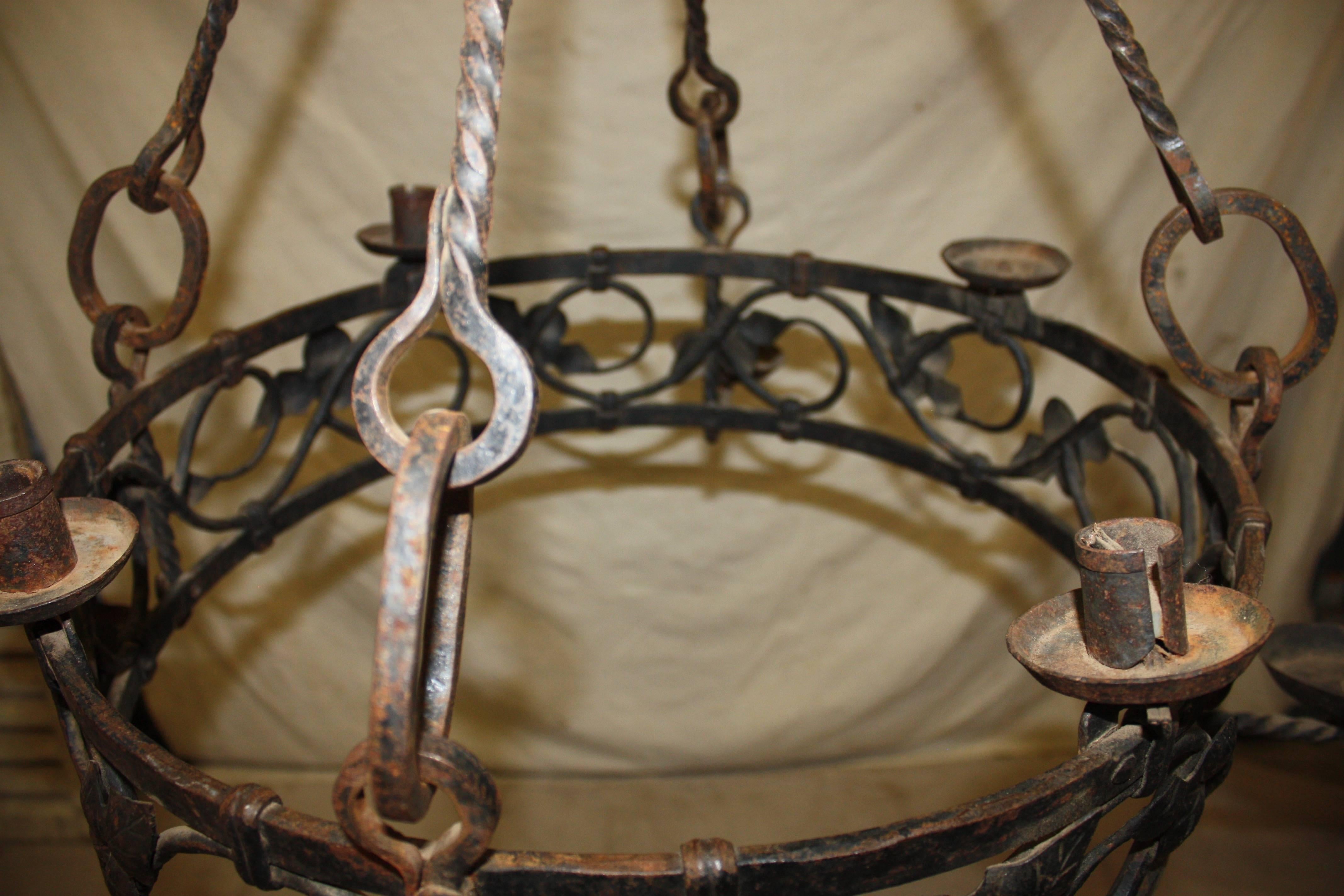 French 19th Century Iron Chandelier In Good Condition For Sale In Stockbridge, GA