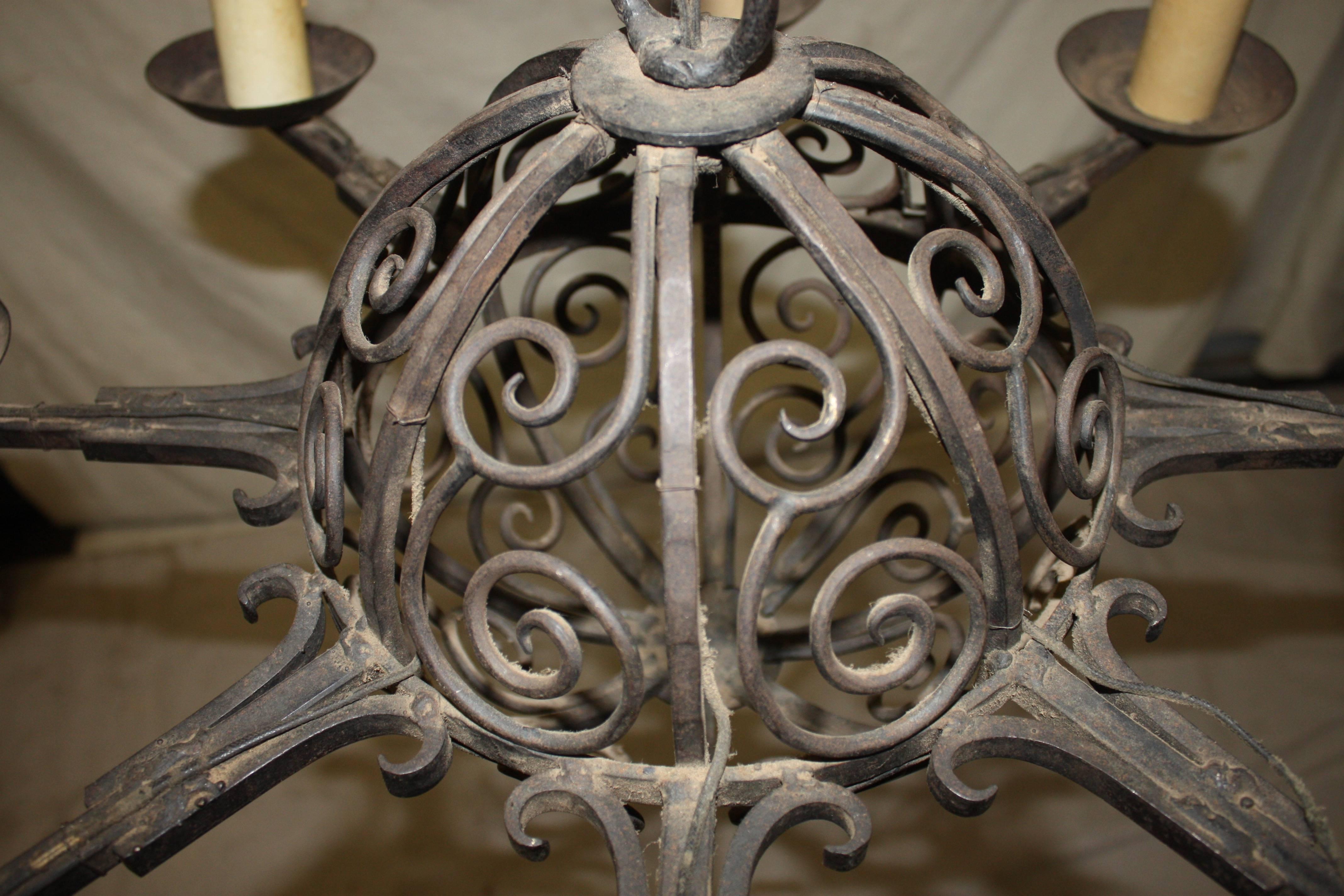 French 19th Century Iron Chandelier For Sale 3