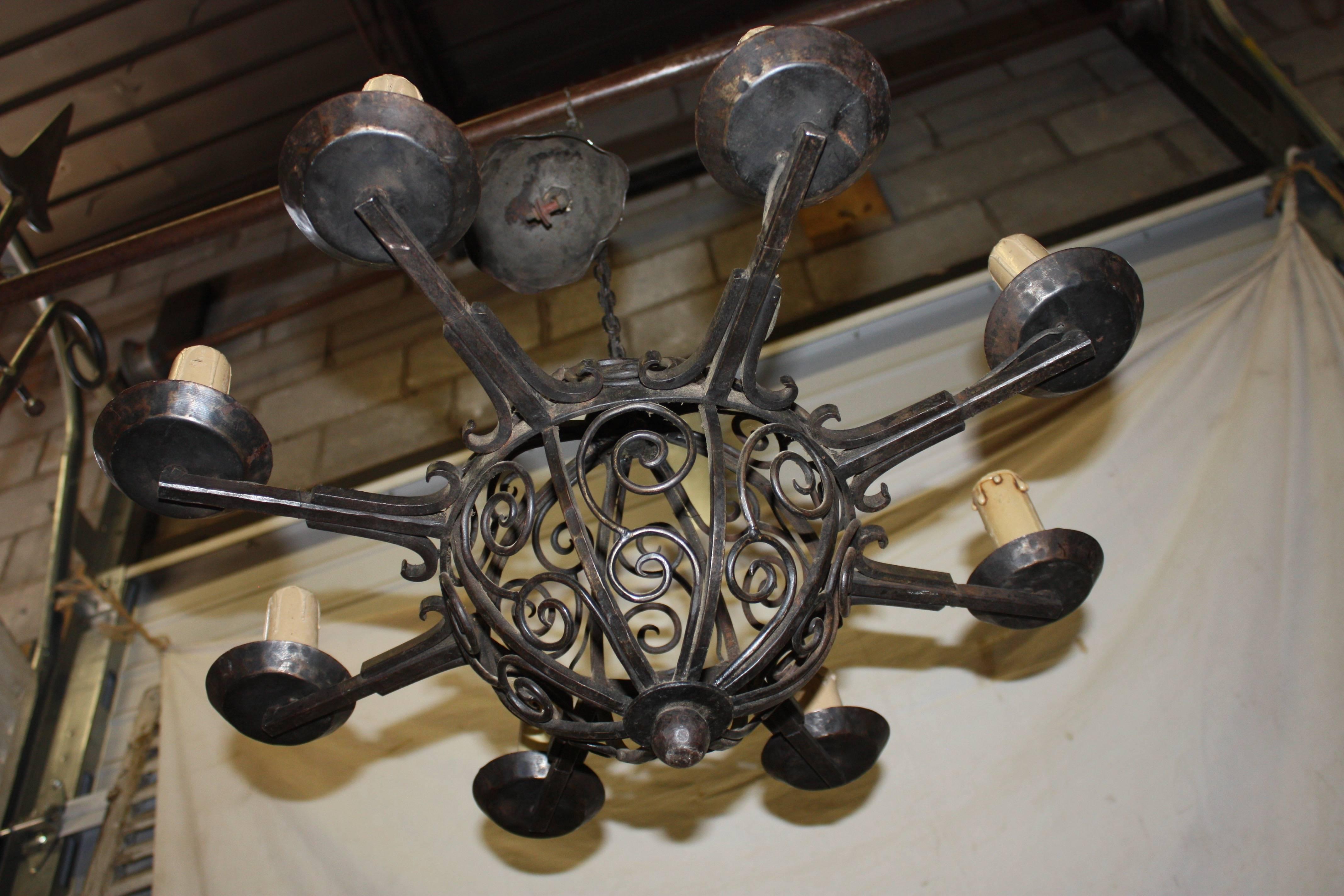 French 19th Century Iron Chandelier For Sale 4