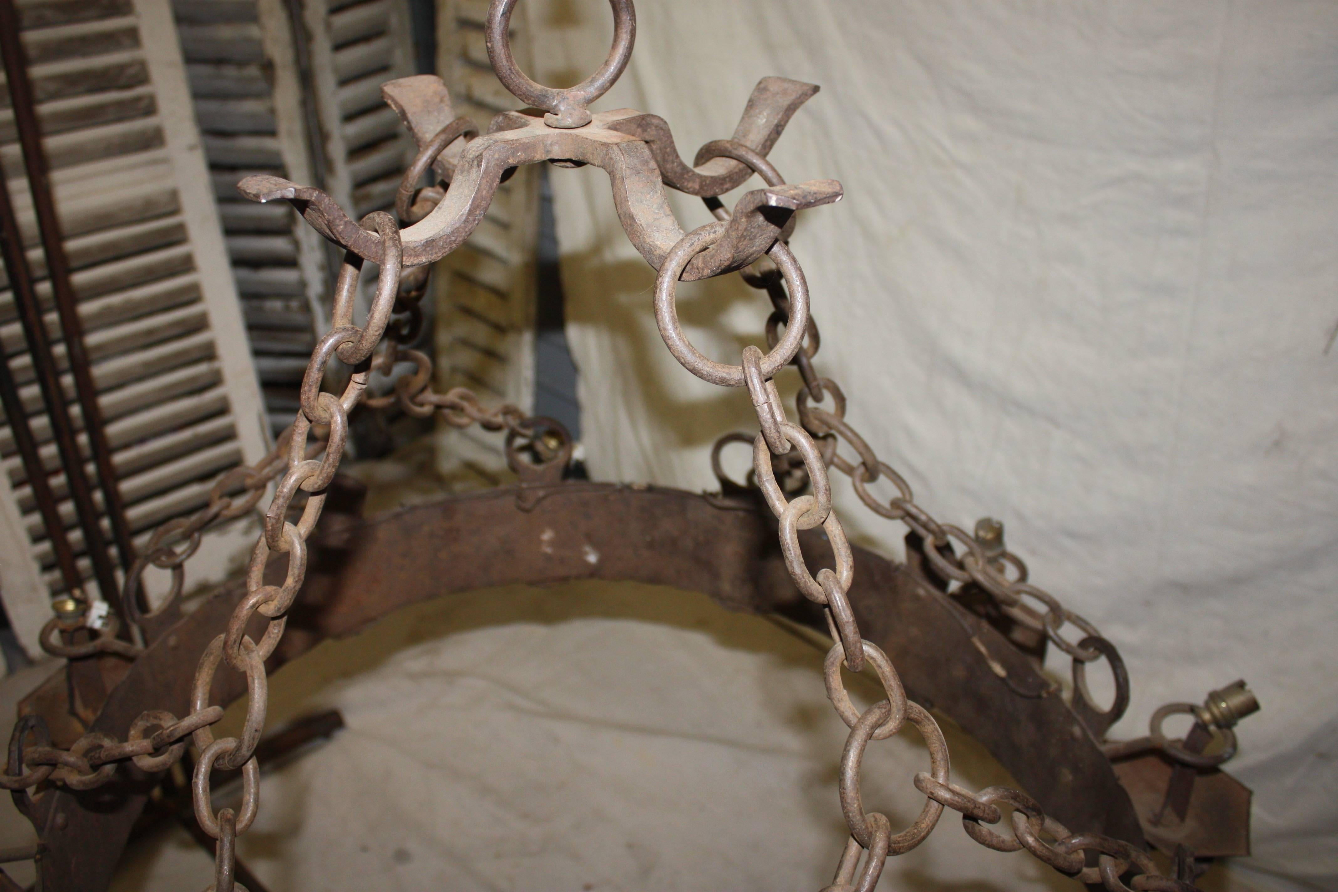 French 19th Century Iron Chandelier In Good Condition For Sale In Stockbridge, GA