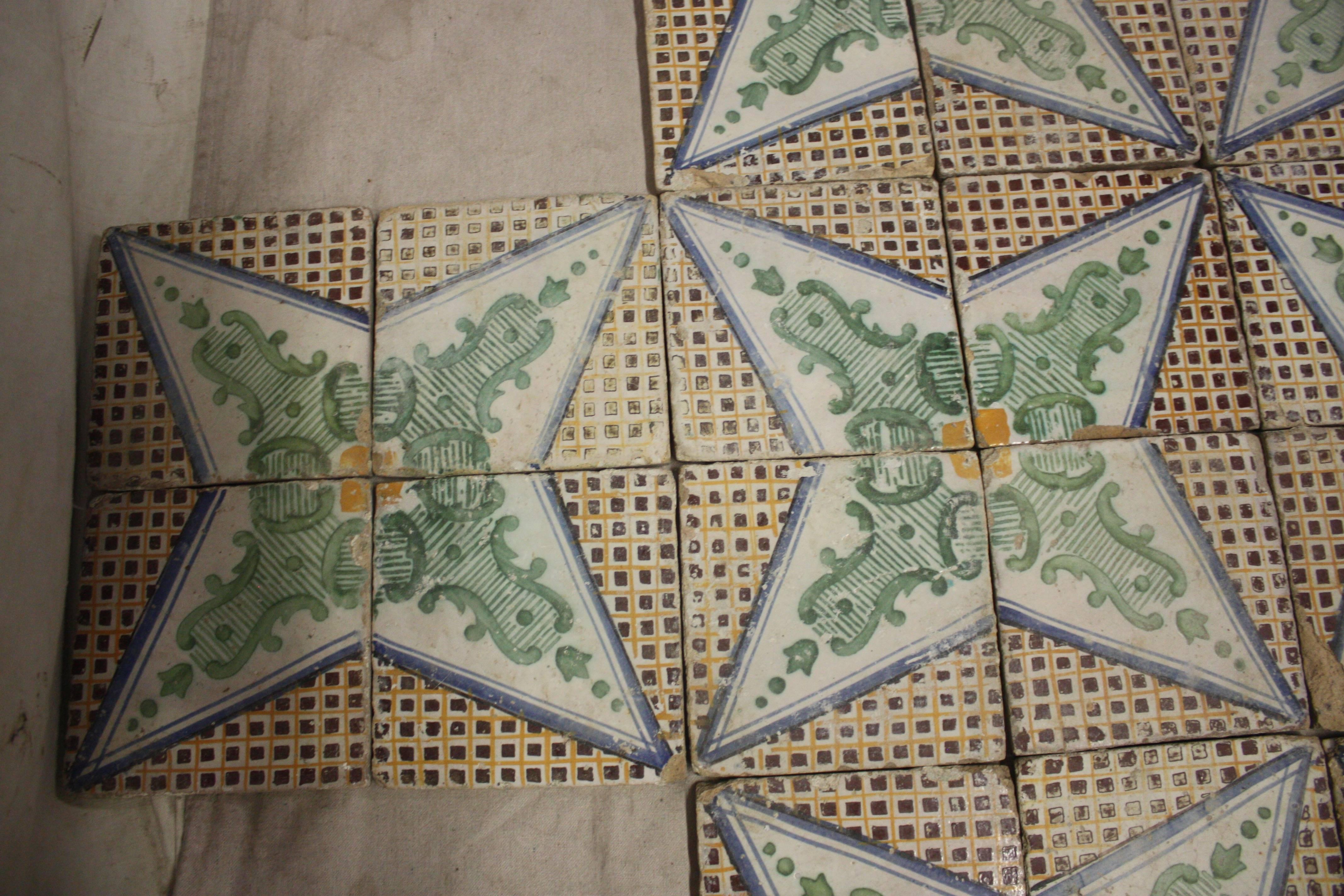 Hand-Painted 18th Century French Tiles For Sale