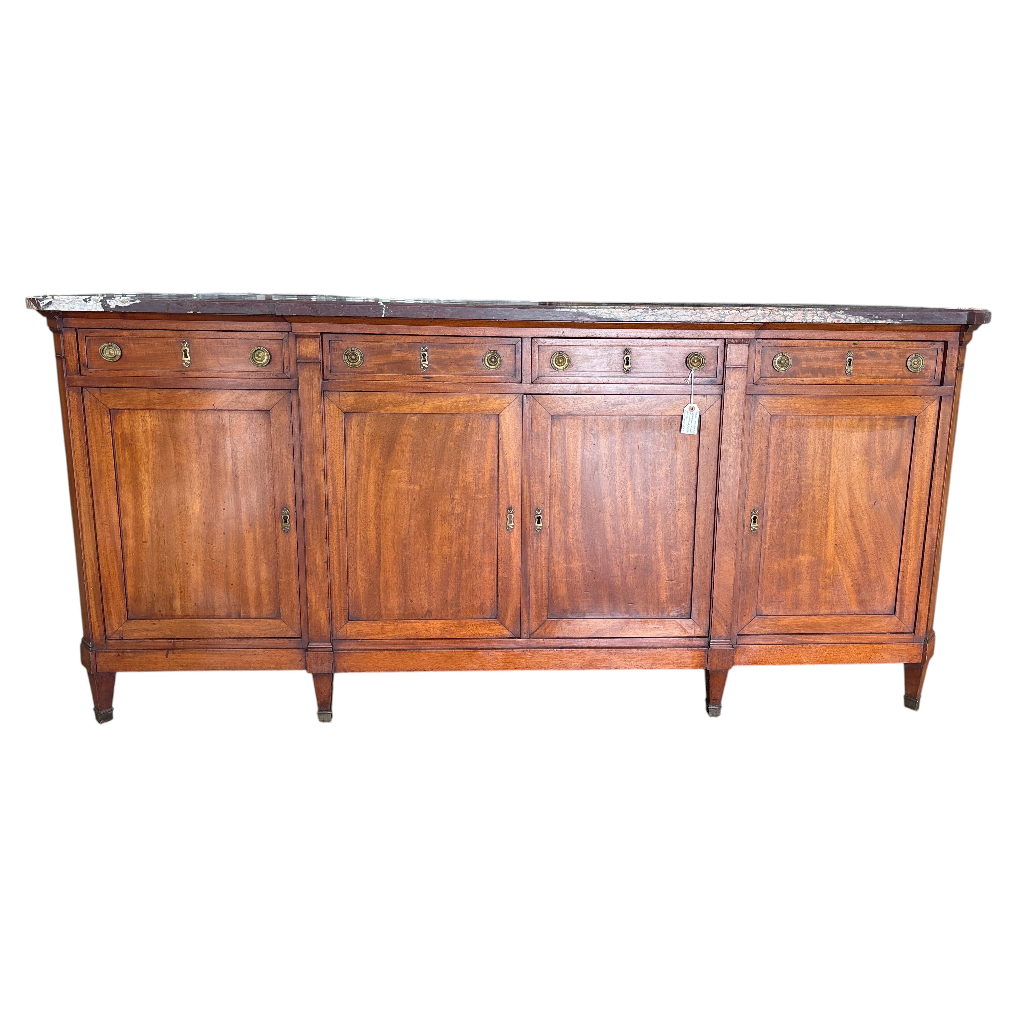 French Directoire Sideboard, Fruitwood with Marble Top, Circa 1795 For Sale