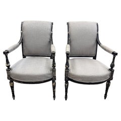 French Directoire Armchairs, Lacquered Wood, Circa 1795-1799, France