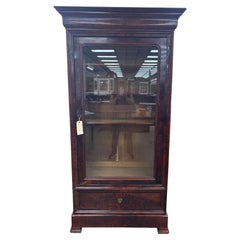 Antique French Vitrine, Wood, Elegant Design, 79" Tall, Good Condition