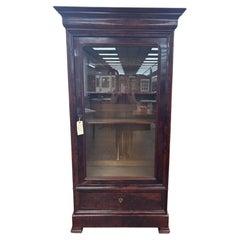 Antique French Vitrine, Wood, Elegant Design, 79" Tall, Good Condition