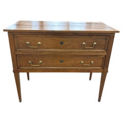 French Louis XVI Commode Sauteuse, Walnut, Antique Chest, Circa 1850