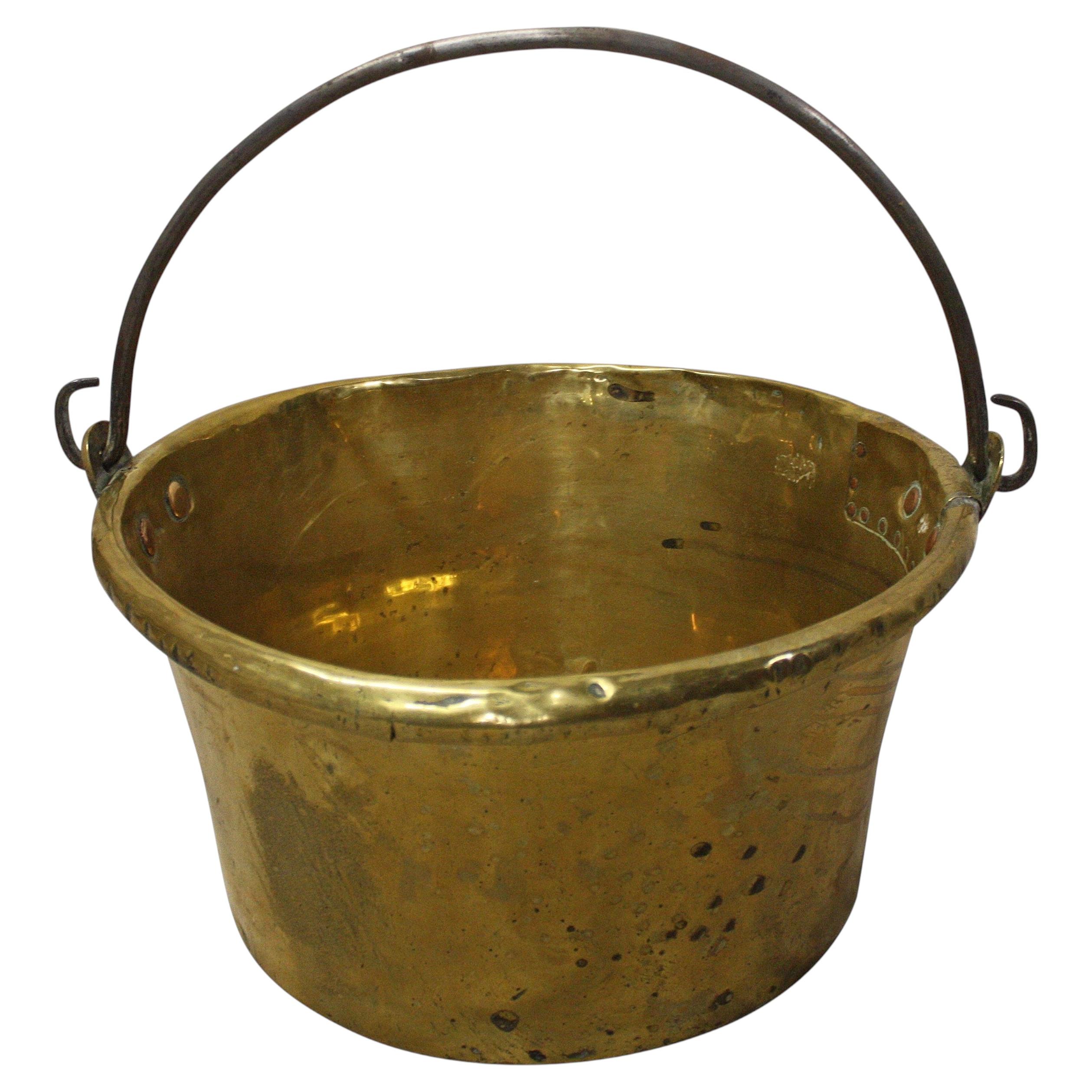 18th Century French Brass Cauldron Planter with Beautiful Patina