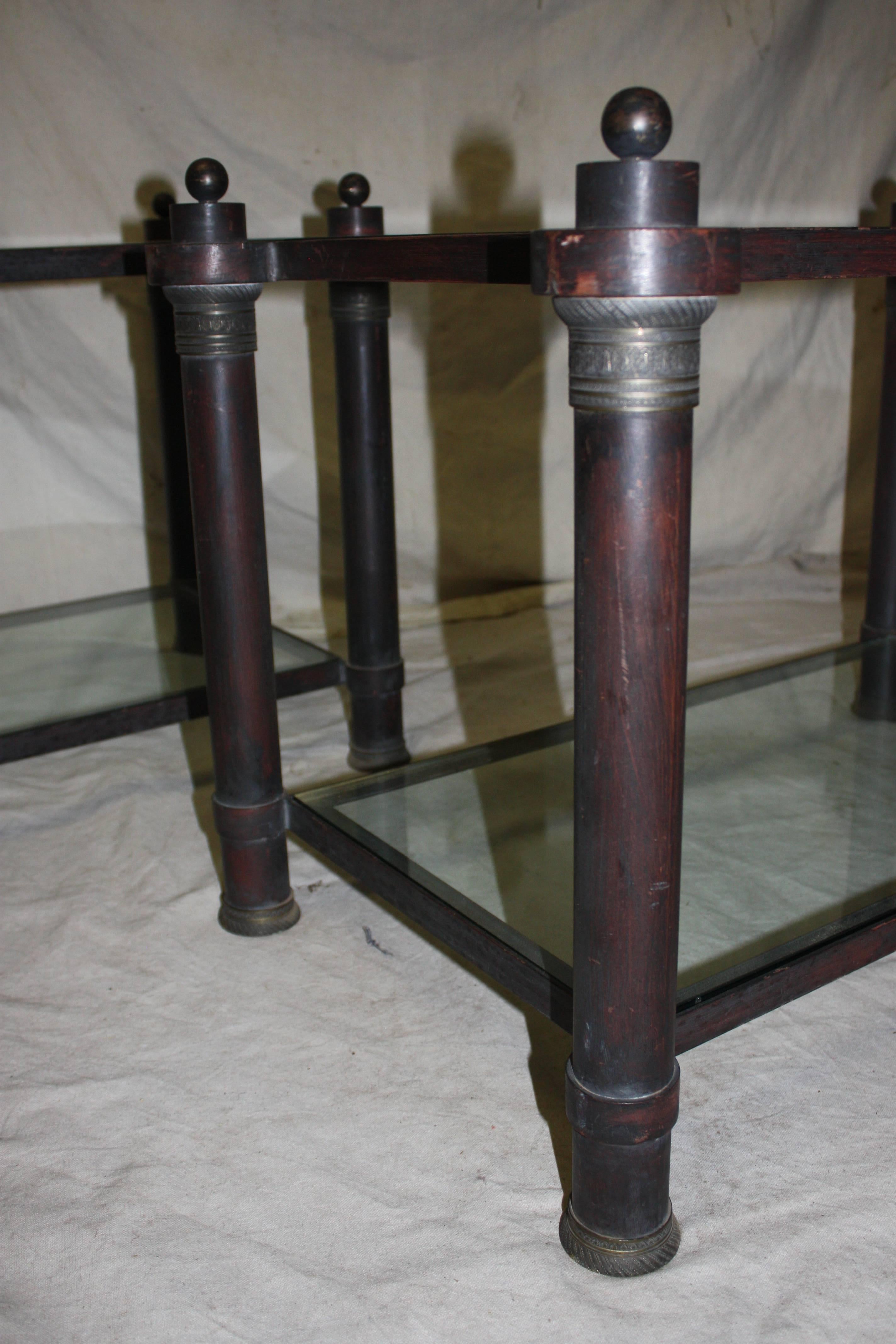 Patinated Beautiful Pair of End Tables