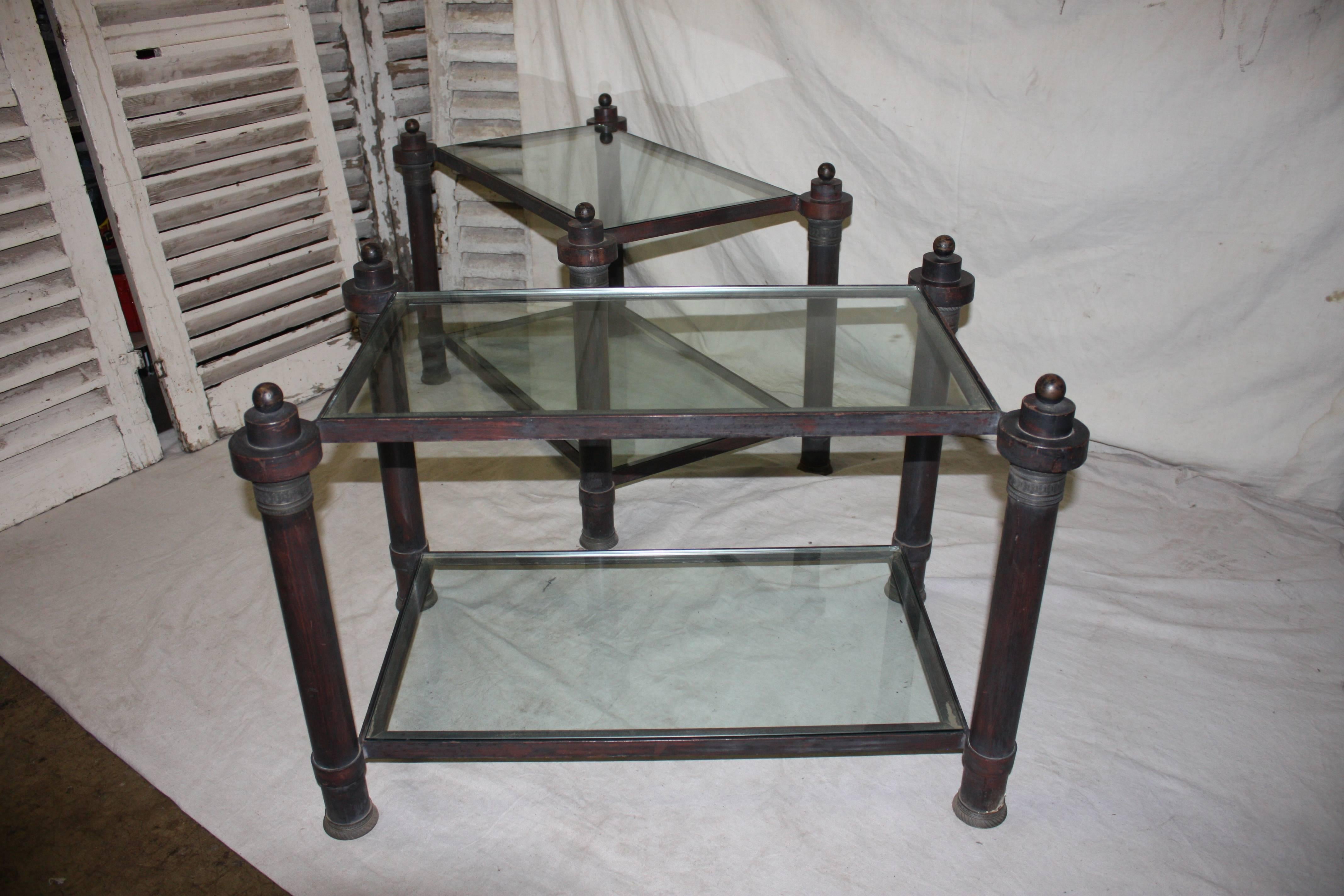 Beautiful pair of French end tables, Louis XIII style.