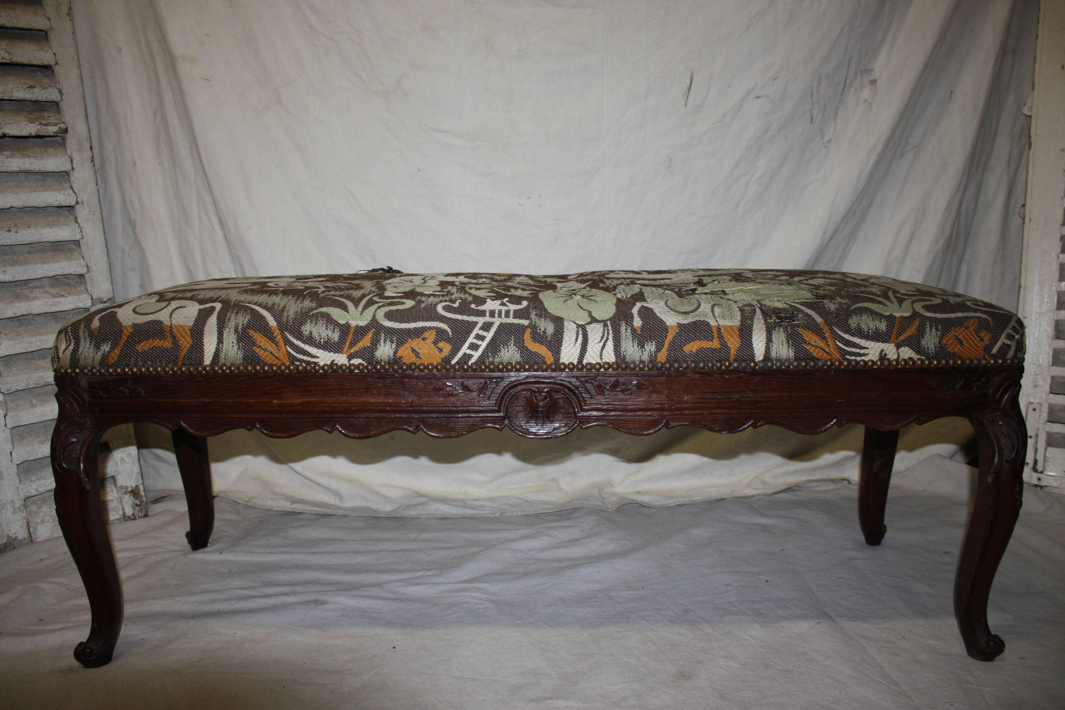 Late 18th century Italian carved wood bench.