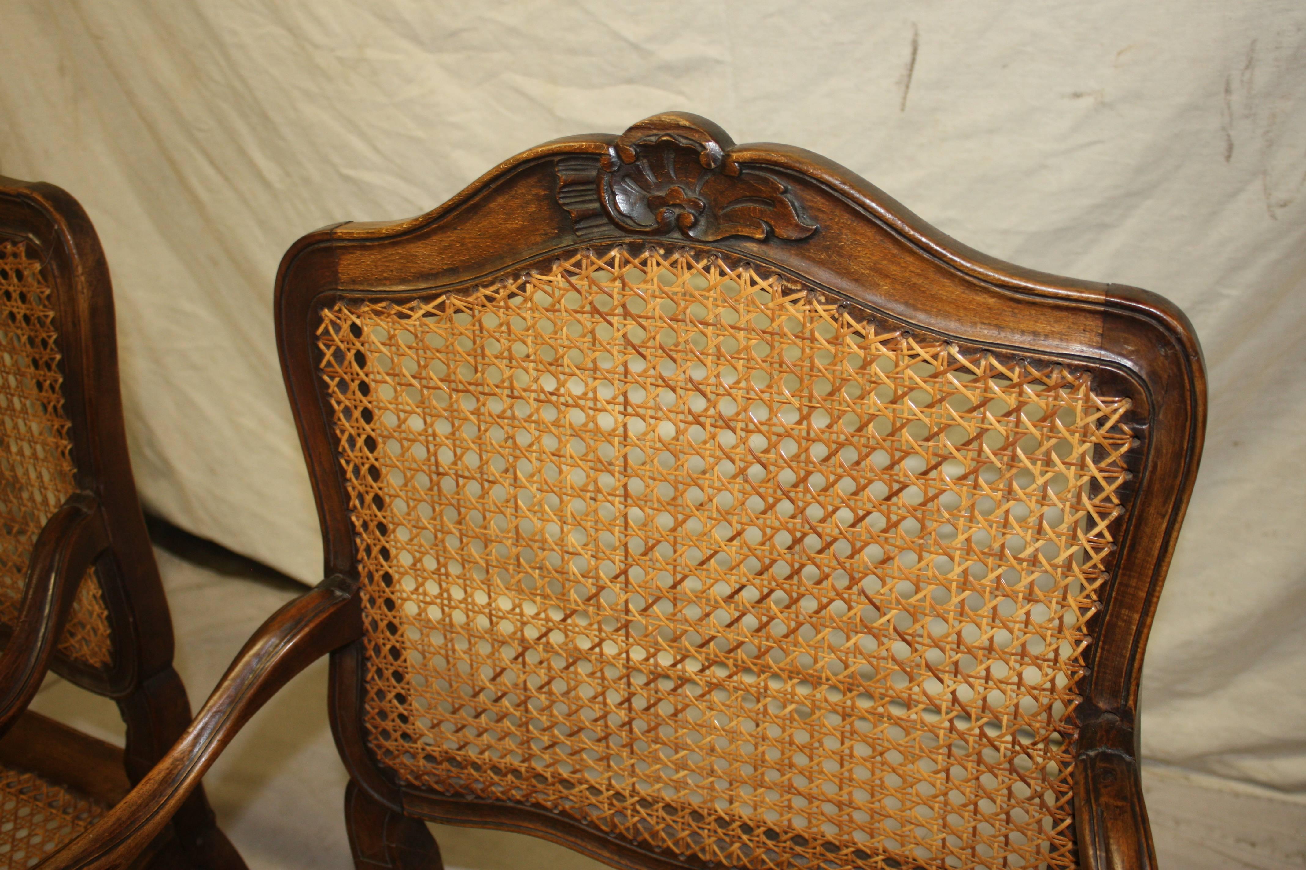 Pair of 18th Century Caned Chairs 1