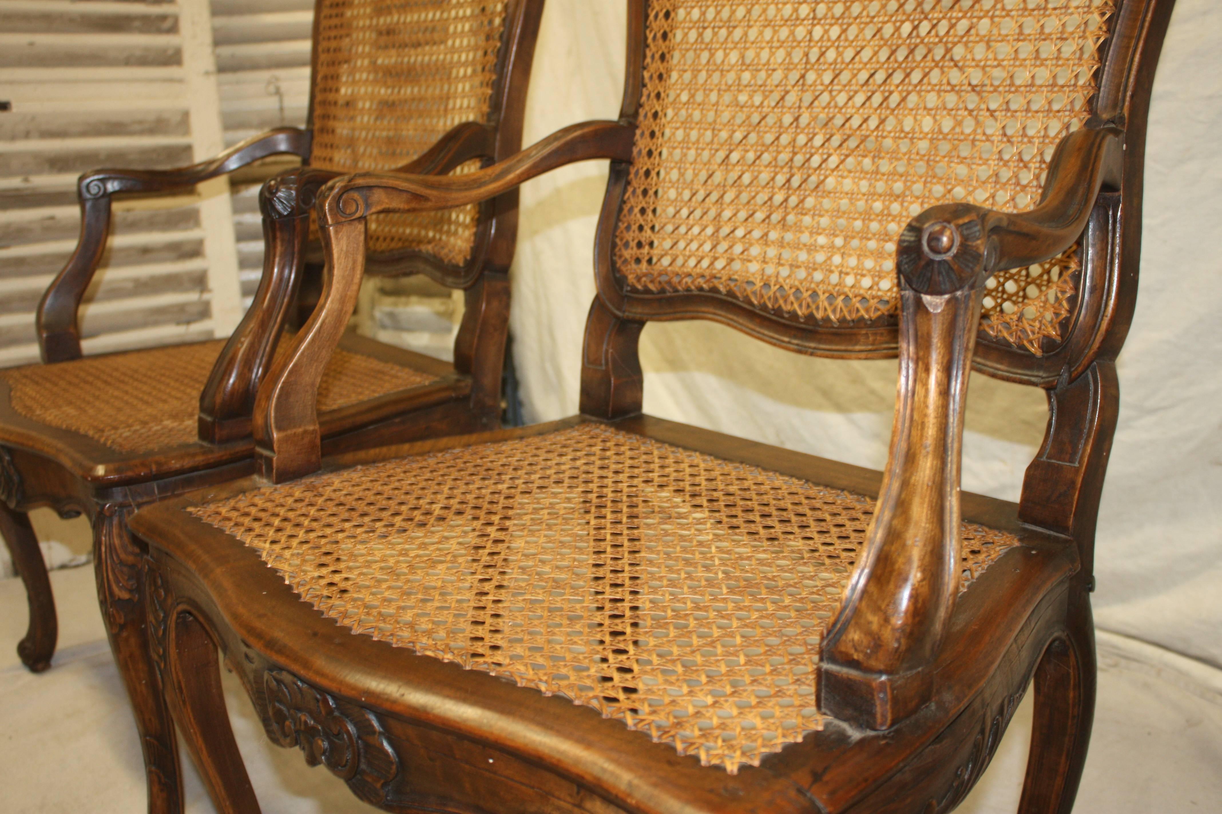 Pair of 18th Century Caned Chairs 2
