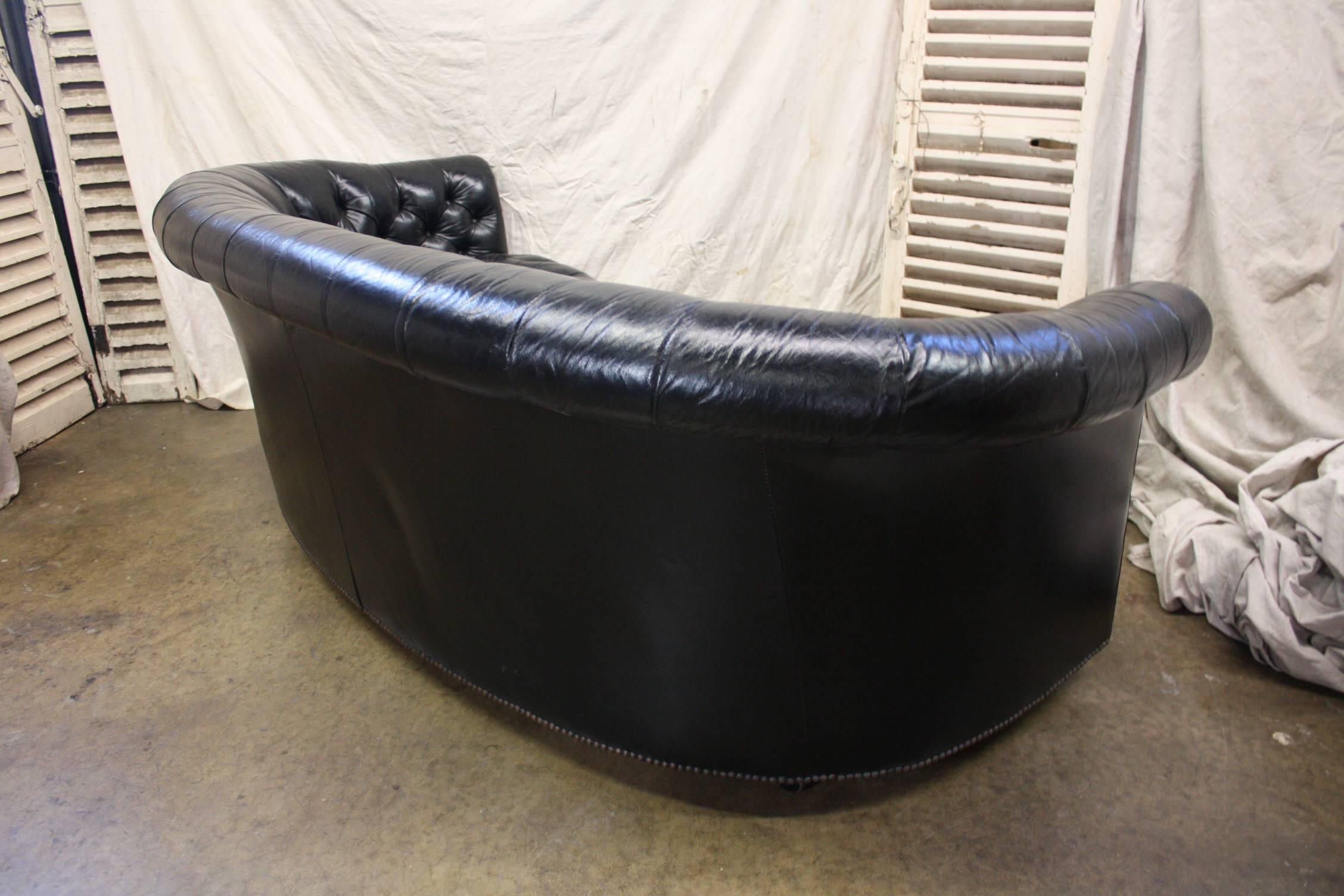 20th Century Gorgeous Black Leather Chesterfield