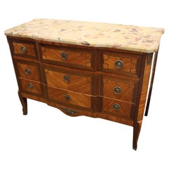 French Transition Chest, Rosewood with Brecht Marble Top, Circa 1880