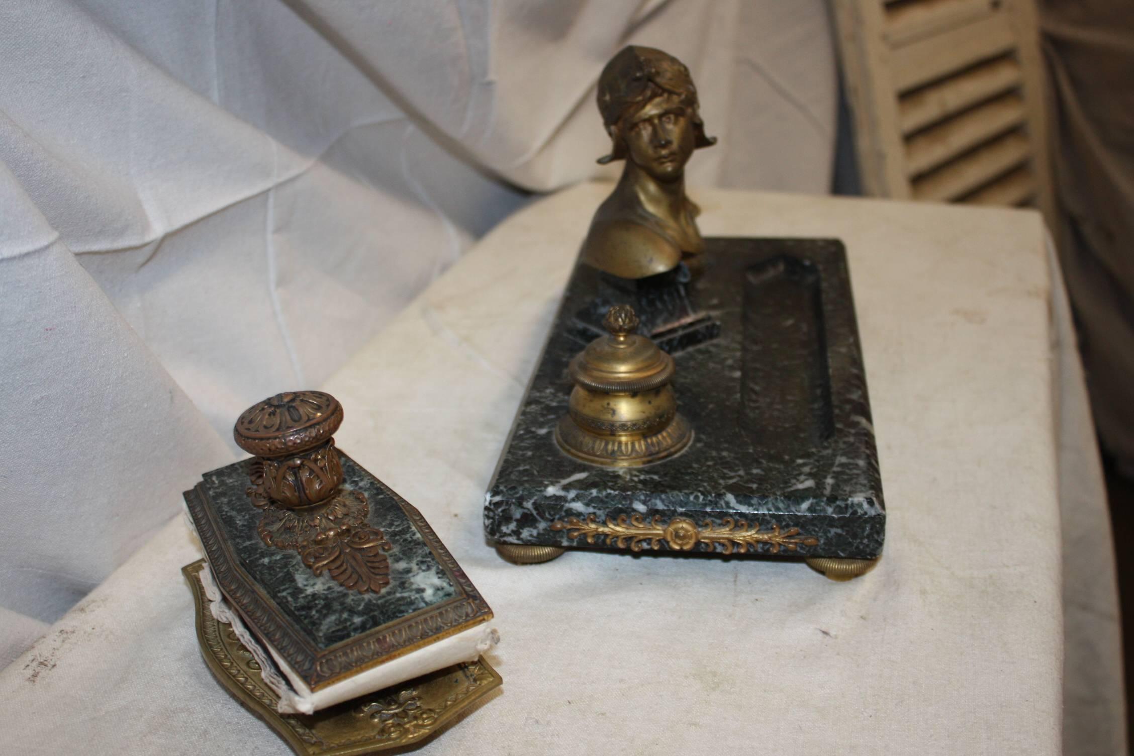 Carved 19th Century French Inkwell For Sale