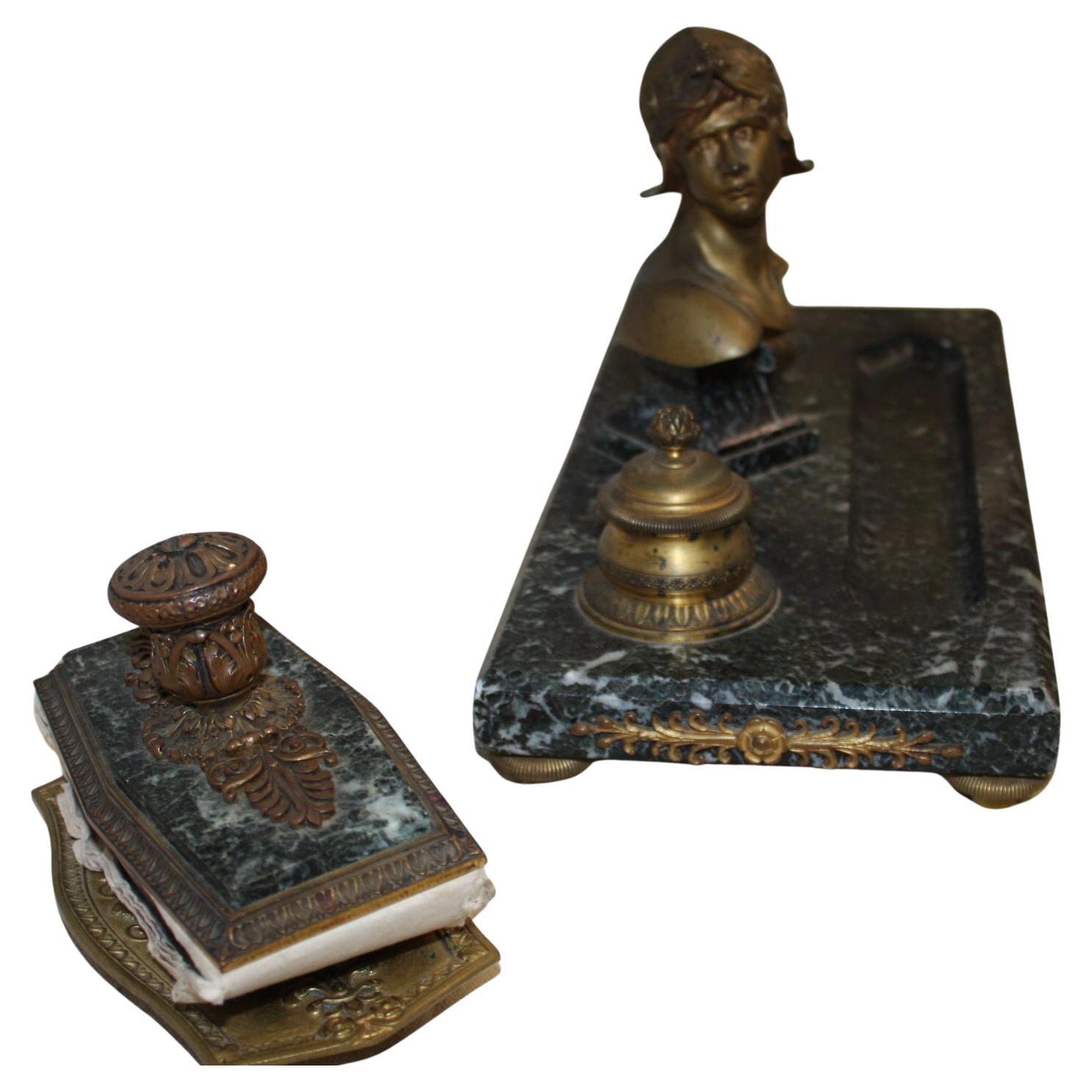 Carved 19th Century French Inkwell For Sale