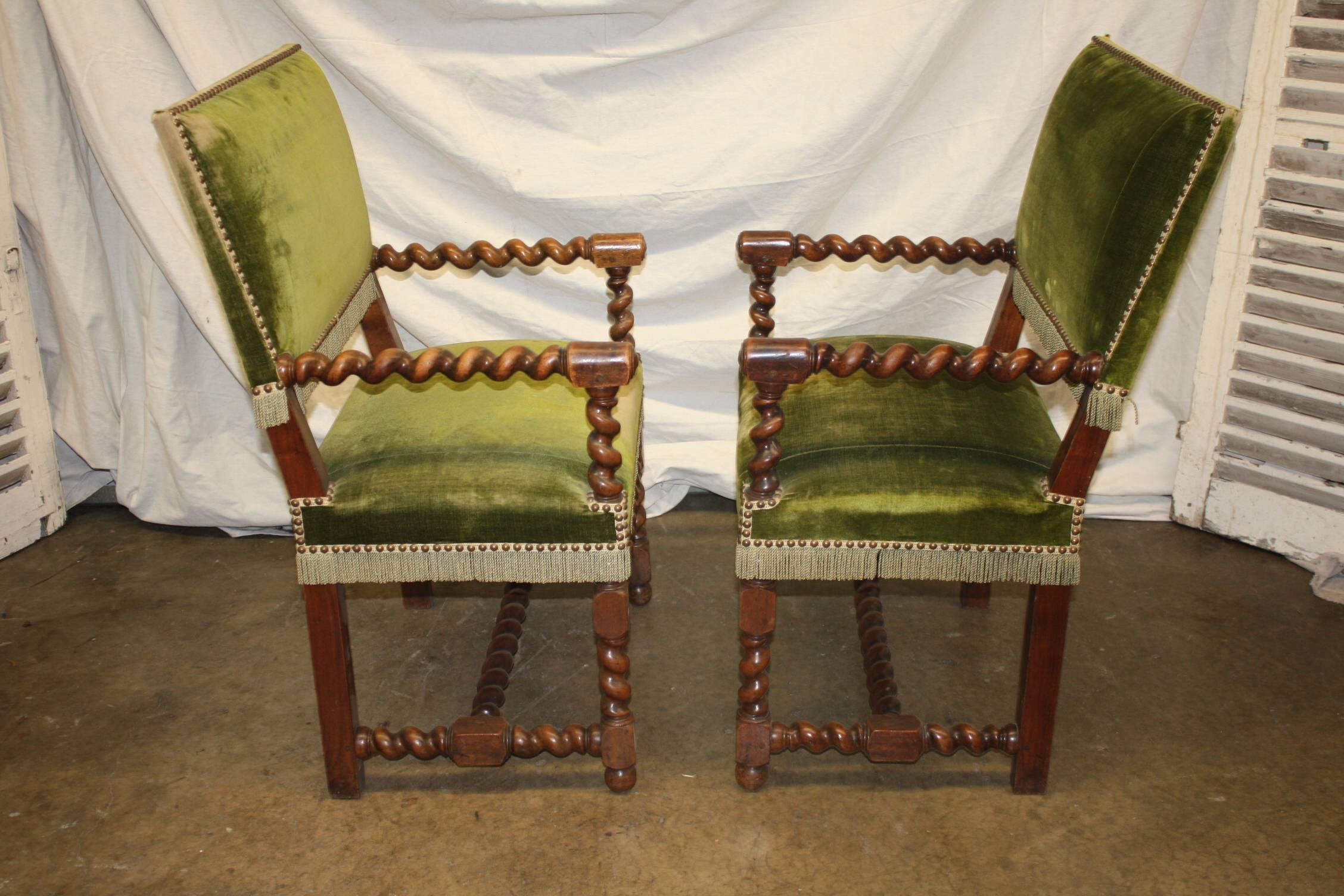 Walnut 19th Century Louis XIII Style Chairs