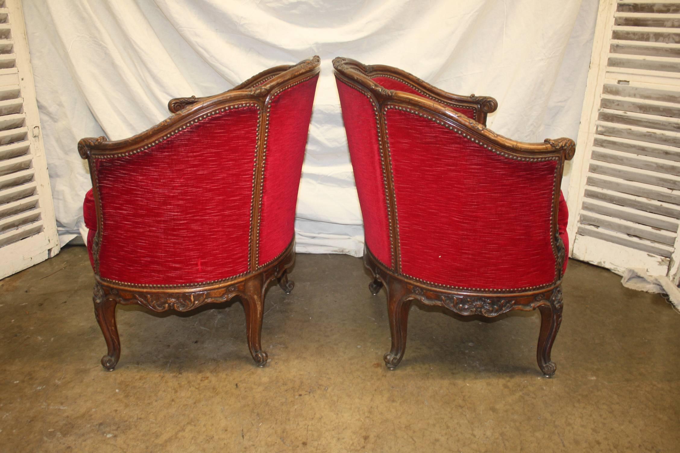 19th Century French Pair of Bergeres In Good Condition In Stockbridge, GA