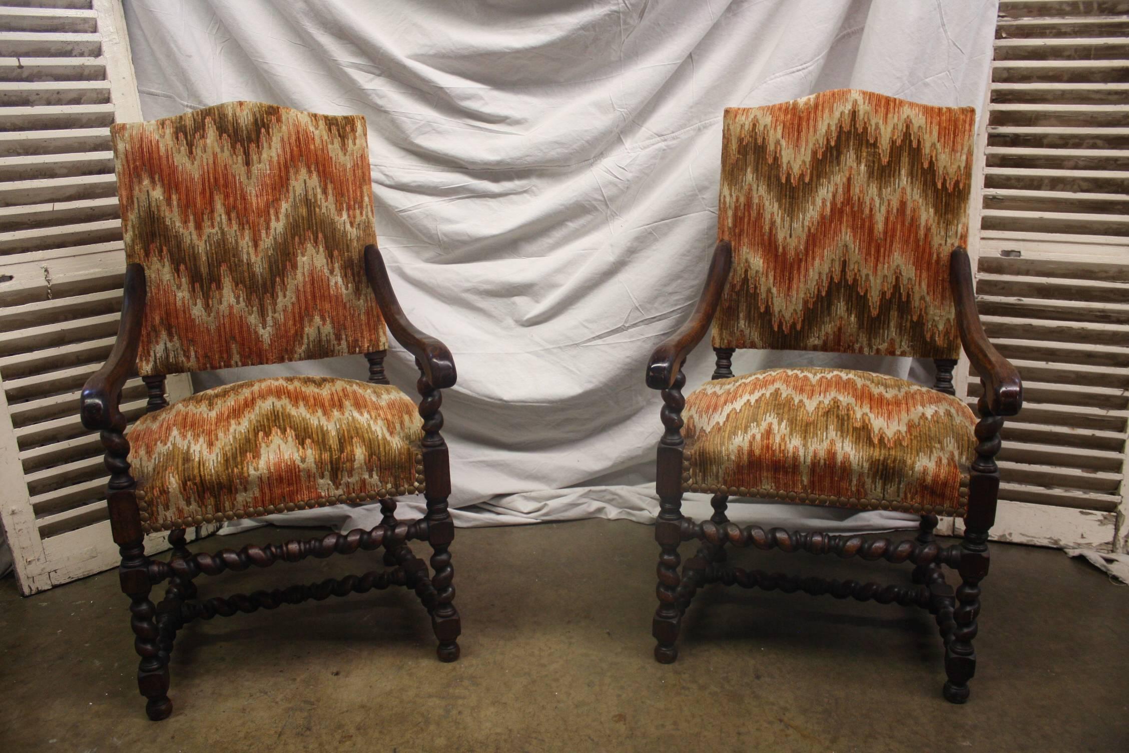 Louis XIII 19th Century Pair of Armchairs