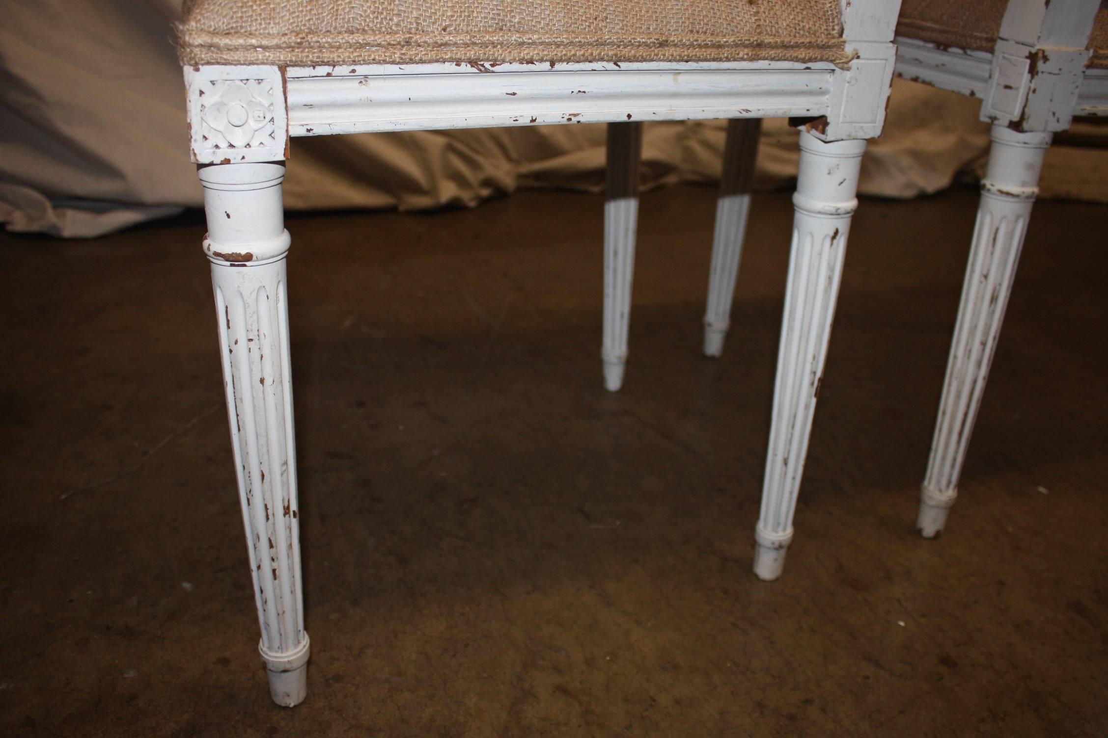 Wood Set of Six Painted French Chairs