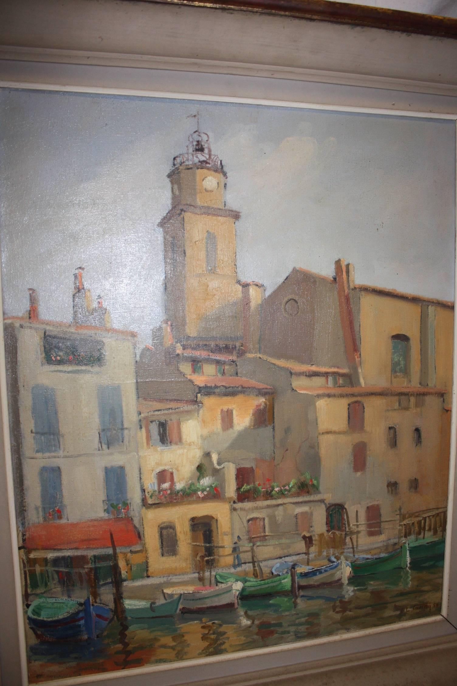 20th Century Charming French Oil on Canvas 