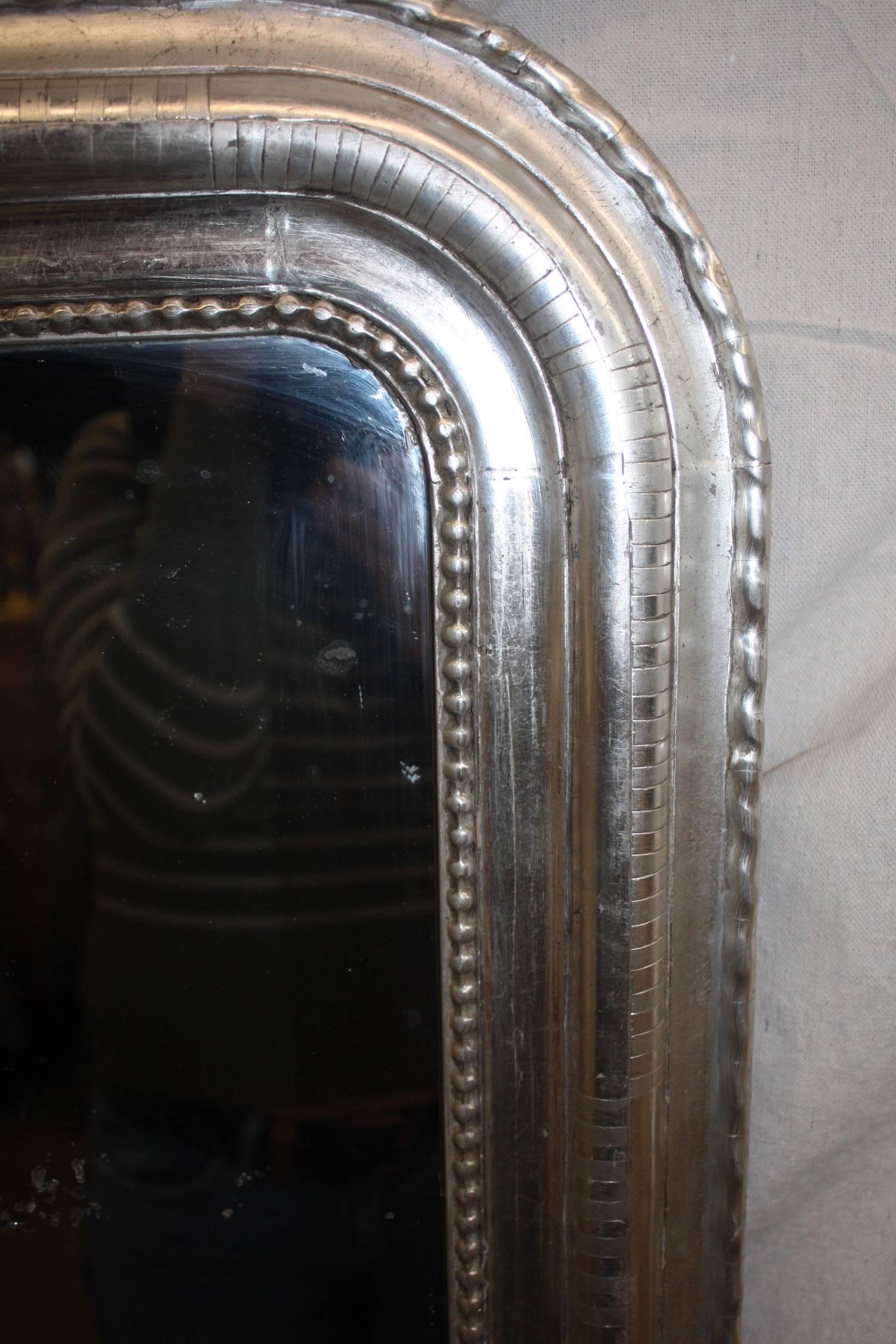 Louis-Philippe French Silver Mirror In Good Condition In Stockbridge, GA