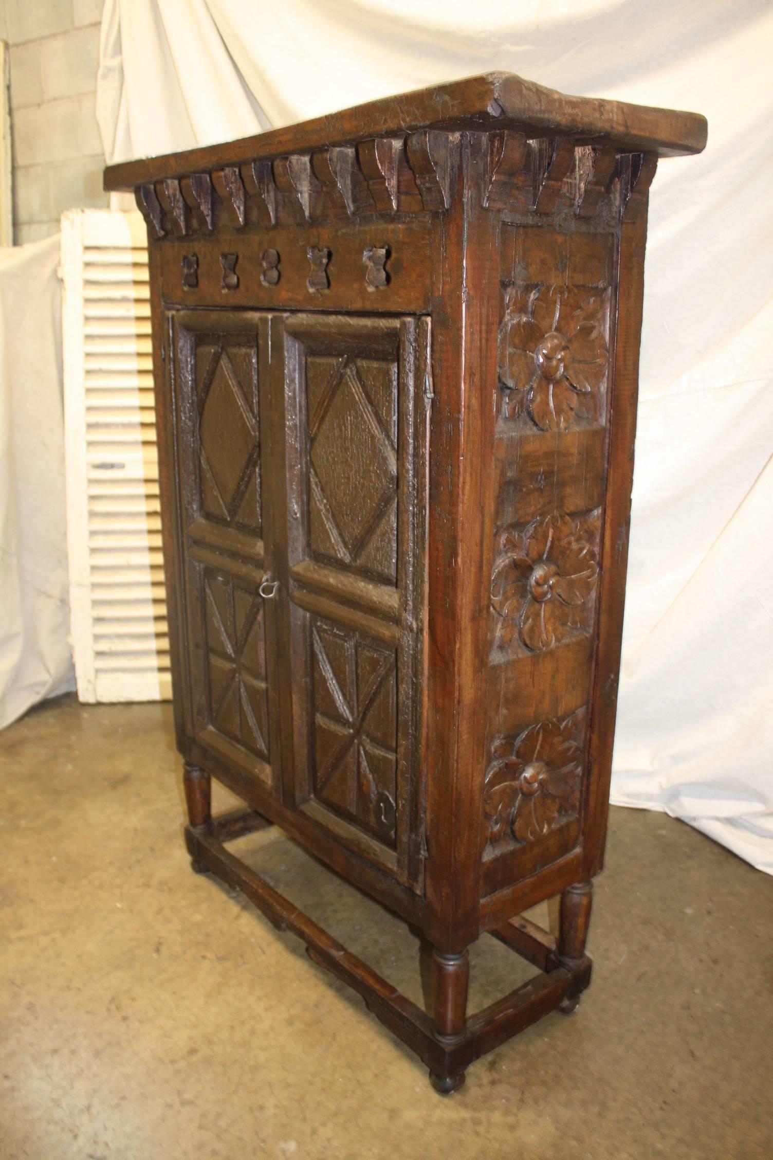 French 17th century cabinet beautifully hand-carved.
 