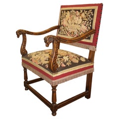 19th Century French Walnut Armchair, Mid-Century Design, Circa 1840