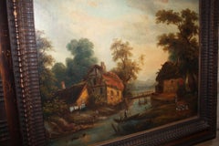 La Riviere, Charming 19th Century Oil on Canvas Painting, France