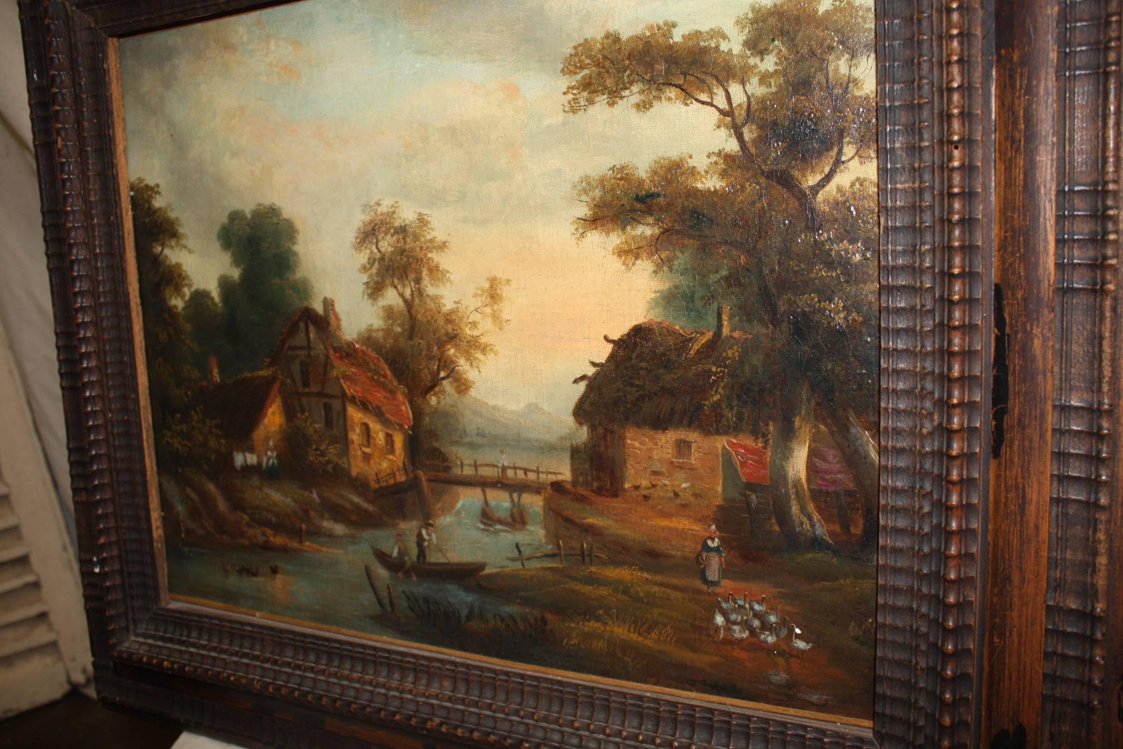 Hand-Painted Charming French 19th Century Painting For Sale